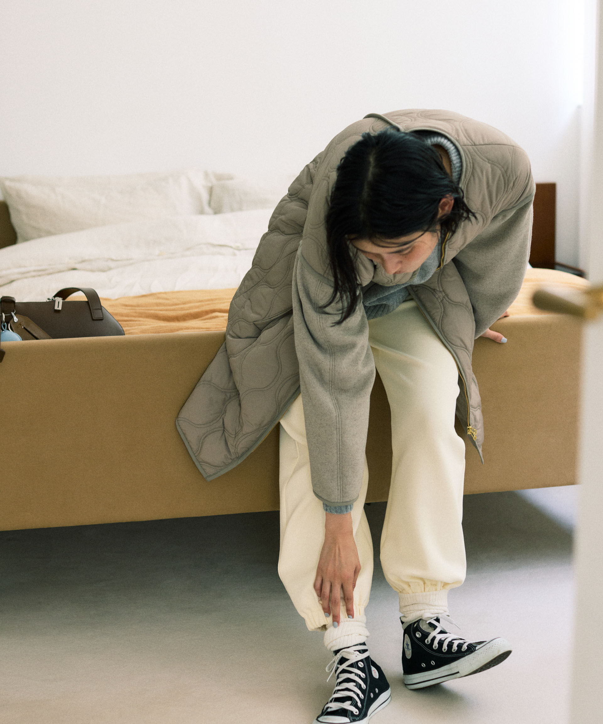 nano･universe「異素材コンビキルティングノーカラーコート」|その他|