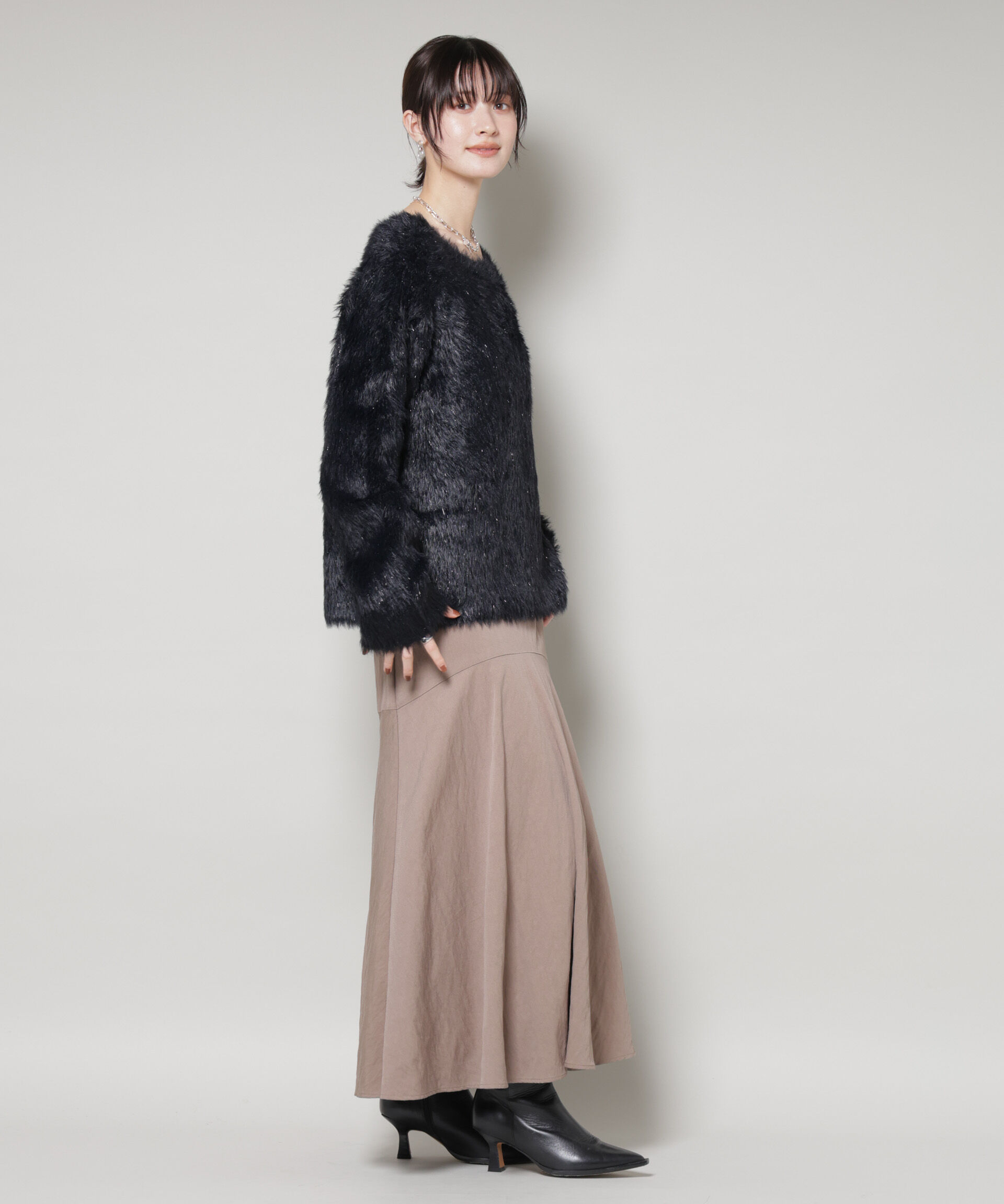 nano･universe「ミックスシャギーボートネックワイドニット」|ニット・セーター|