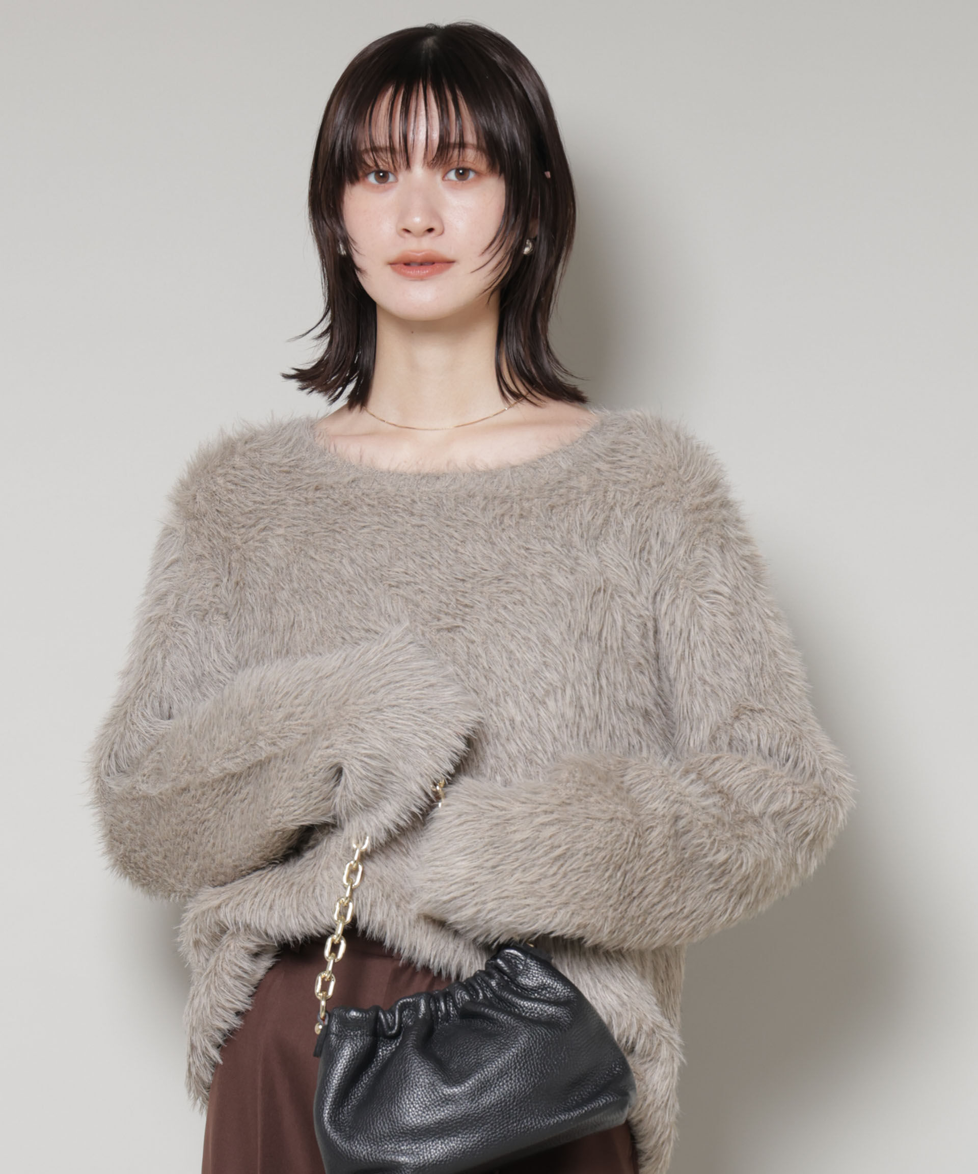 nano･universe「ミックスシャギーボートネックワイドニット」|ニット・セーター|