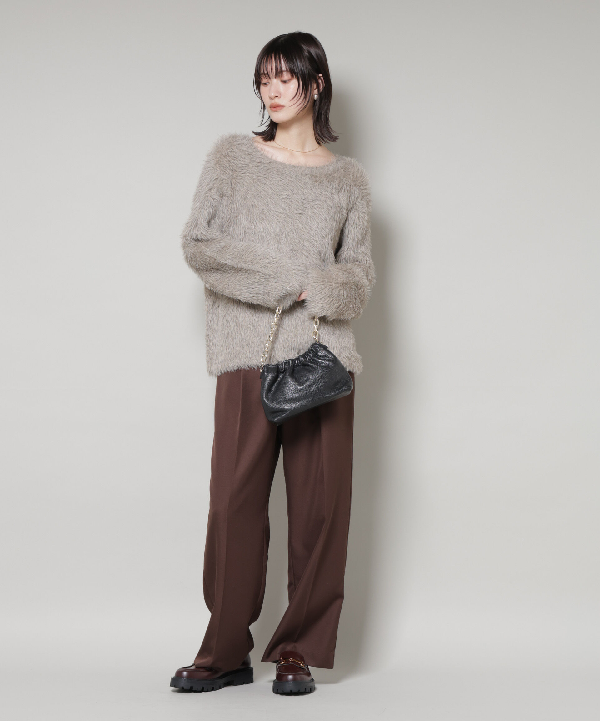 nano･universe「ミックスシャギーボートネックワイドニット」|ニット・セーター|