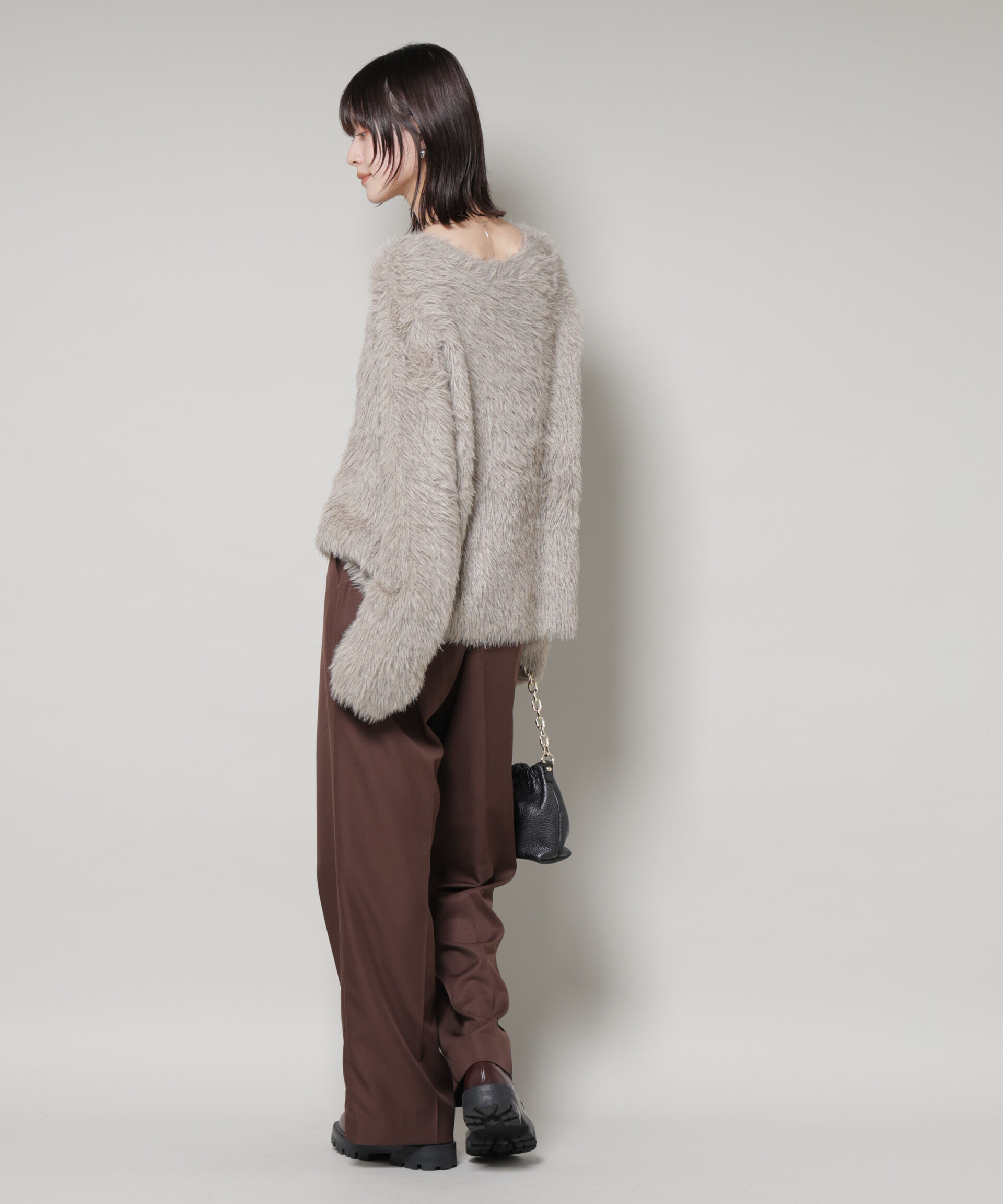 nano･universe「ミックスシャギーボートネックワイドニット」|ニット・セーター|