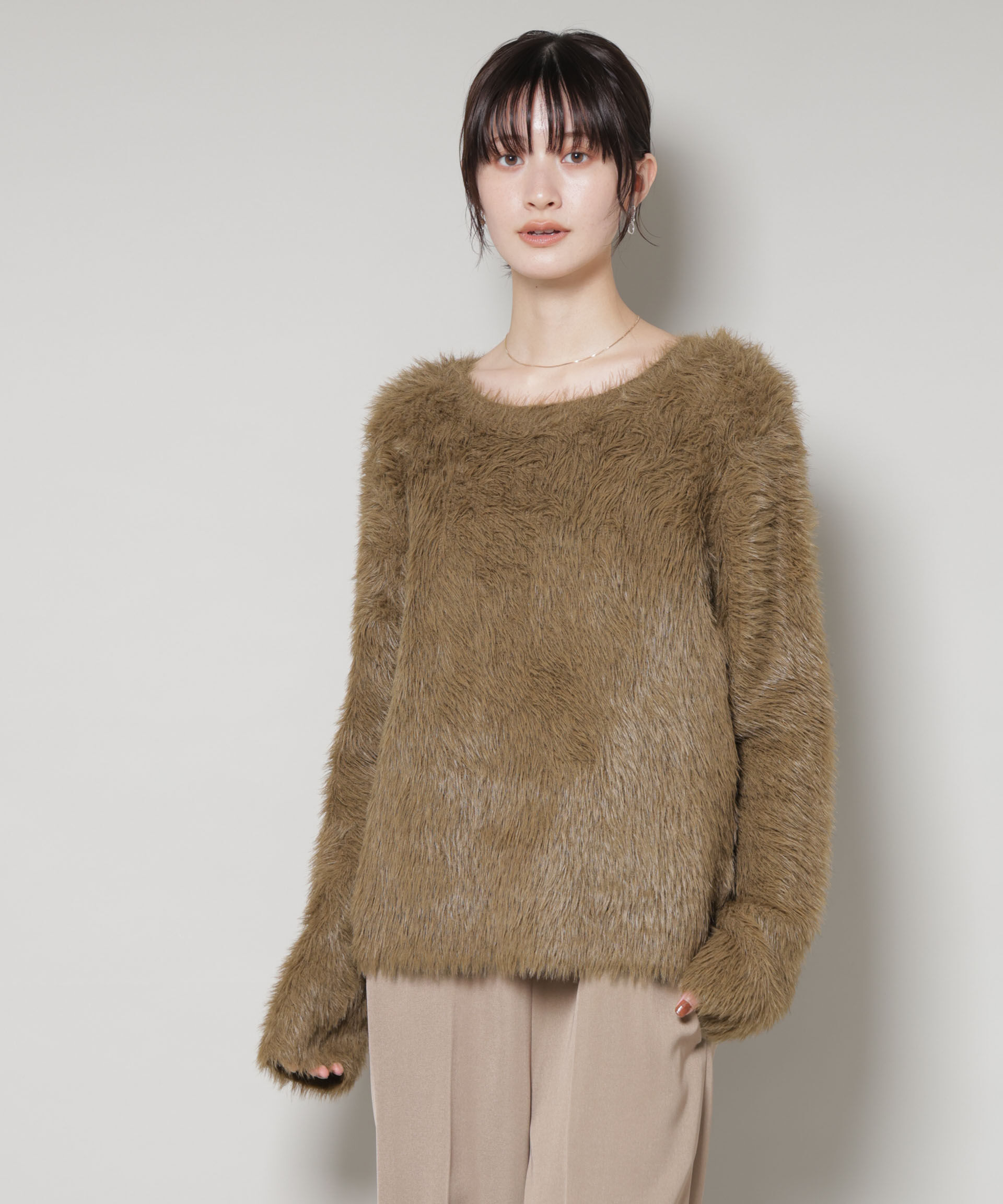 nano･universe「ミックスシャギーボートネックワイドニット」|ニット・セーター|