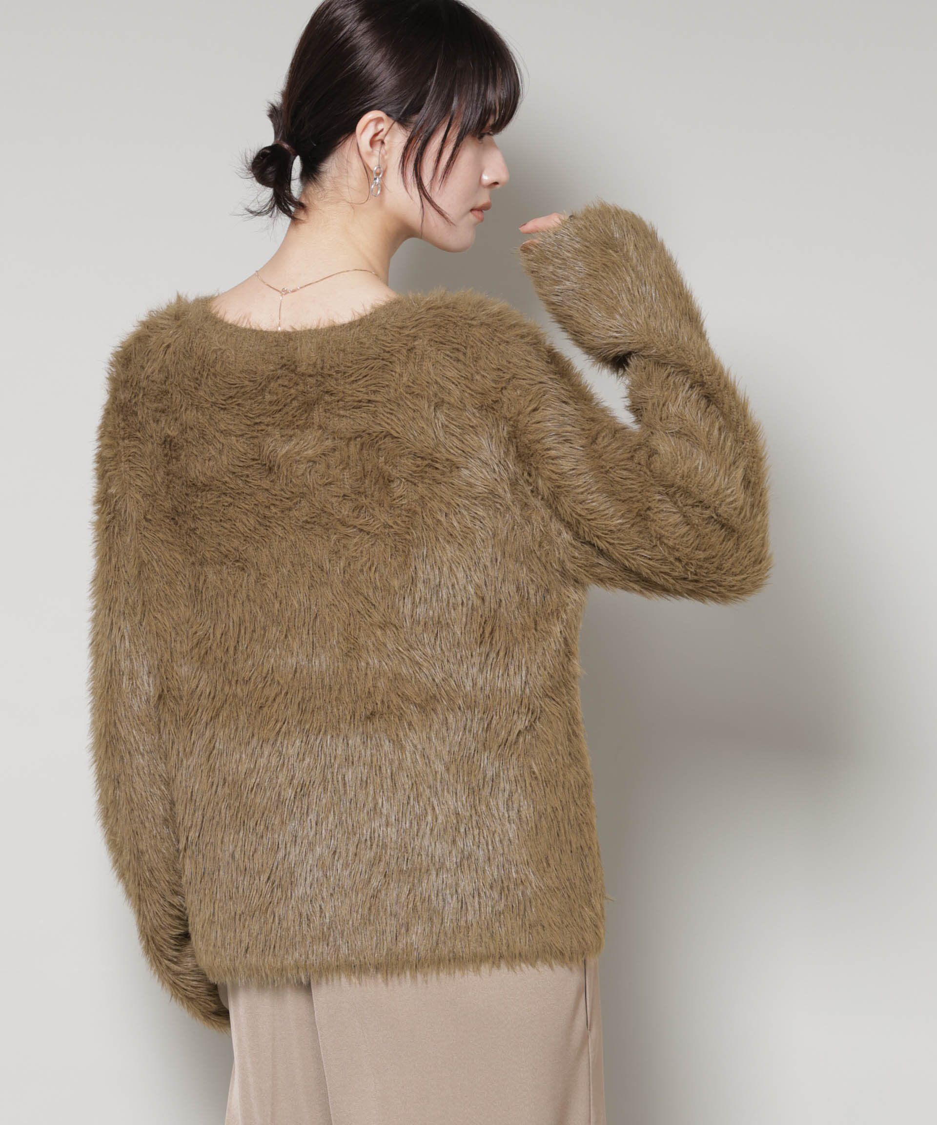 nano･universe「ミックスシャギーボートネックワイドニット」|ニット・セーター|