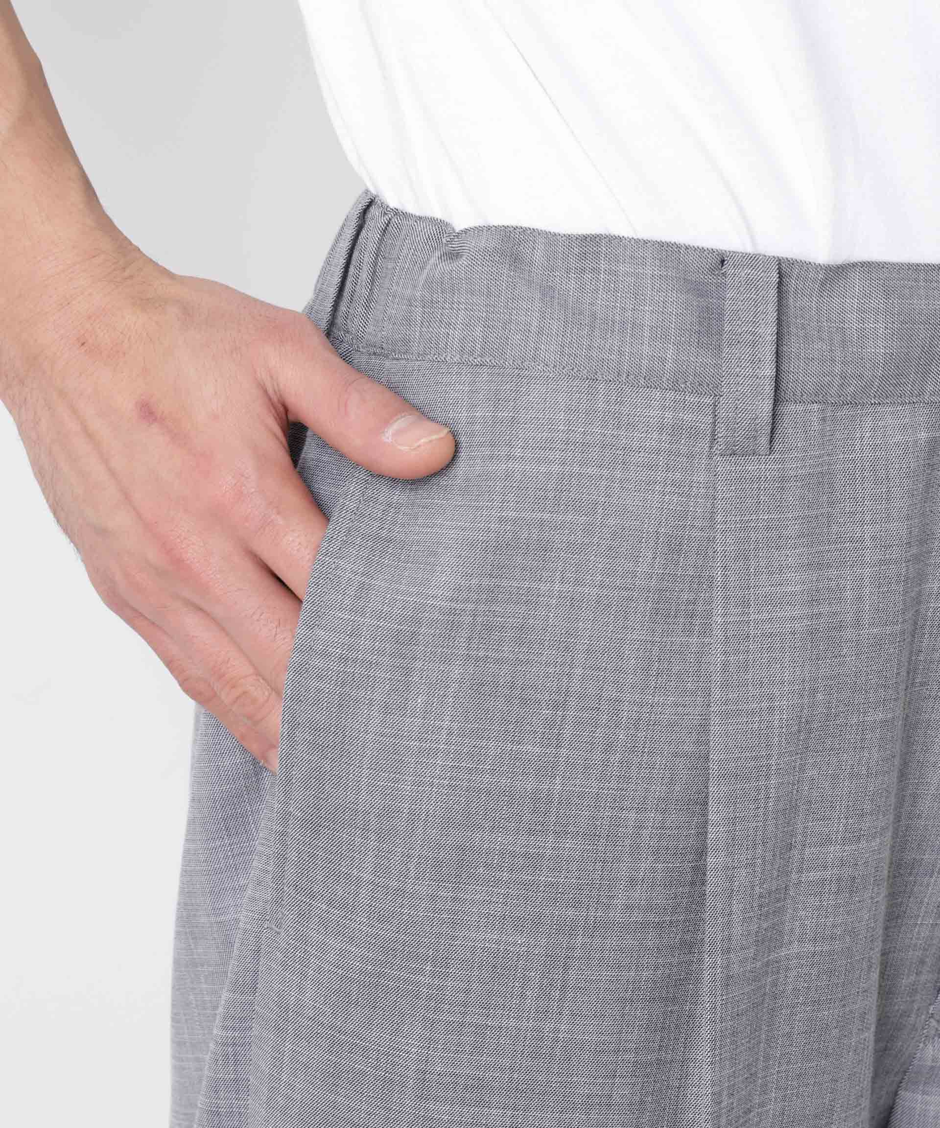 nano･universe「「大人のワイドパンツ」スラブシャークスキンイージースラックス」|チノ|