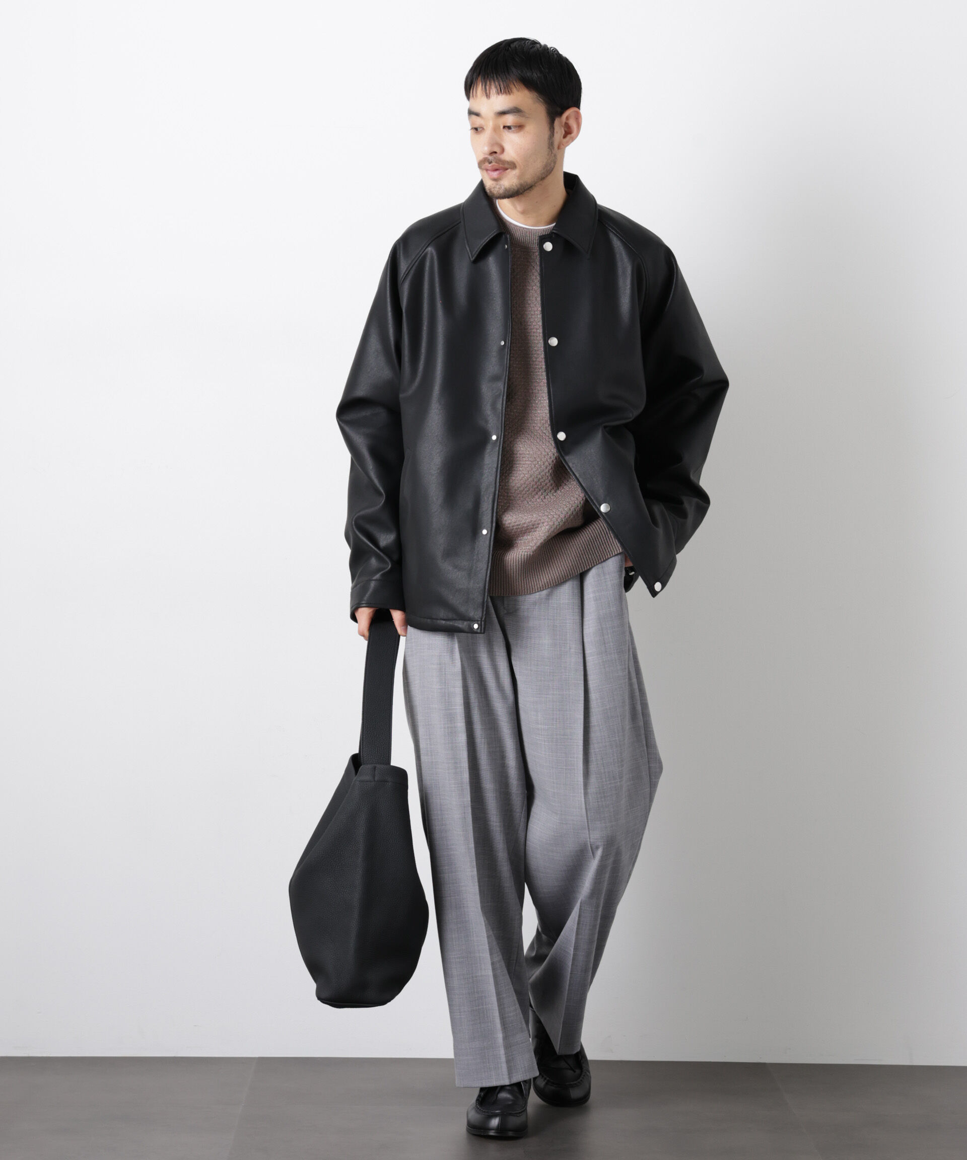 nano･universe「「大人のワイドパンツ」スラブシャークスキンイージースラックス」|チノ|