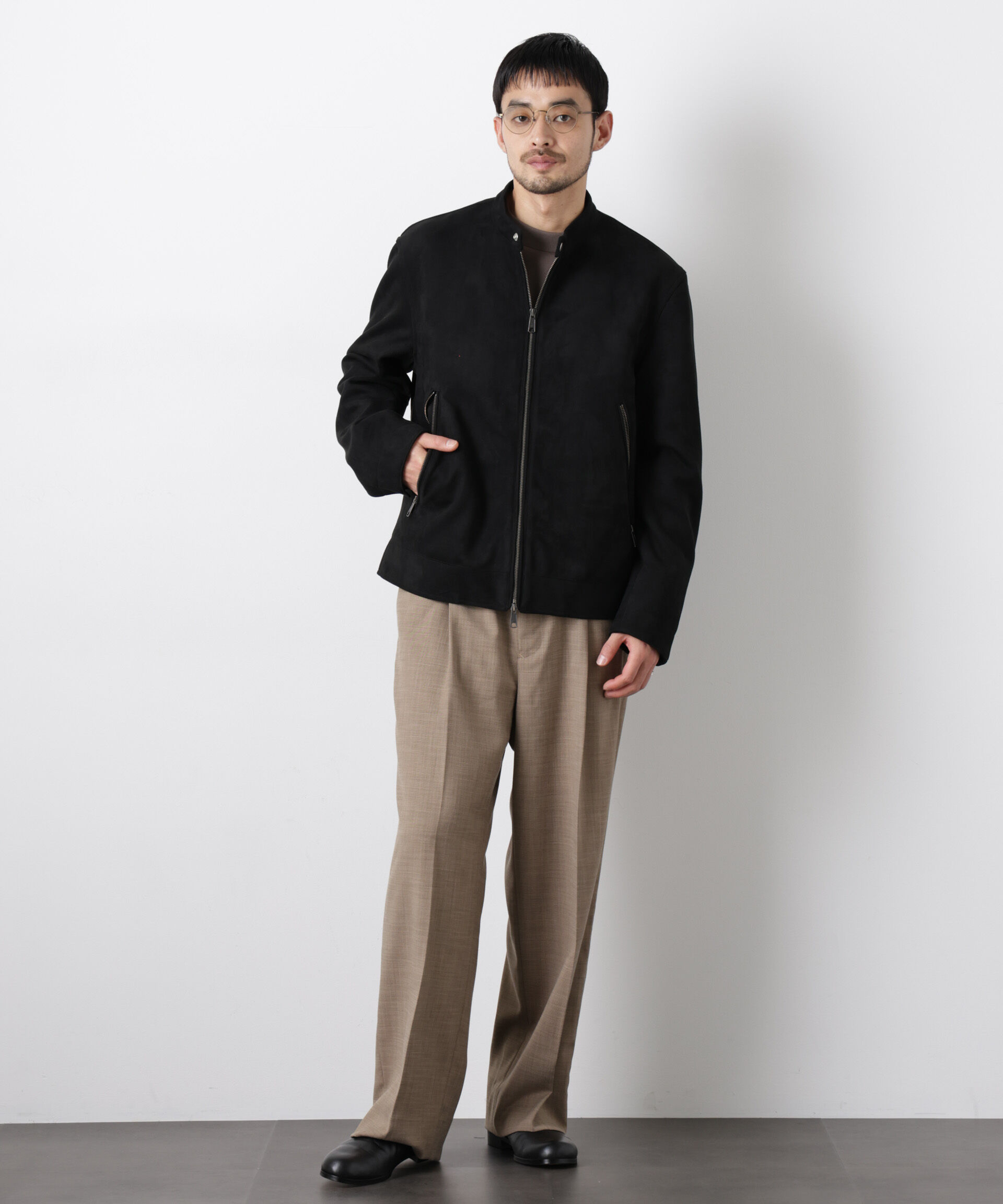 nano･universe「「大人のワイドパンツ」スラブシャークスキンイージースラックス」|チノ|