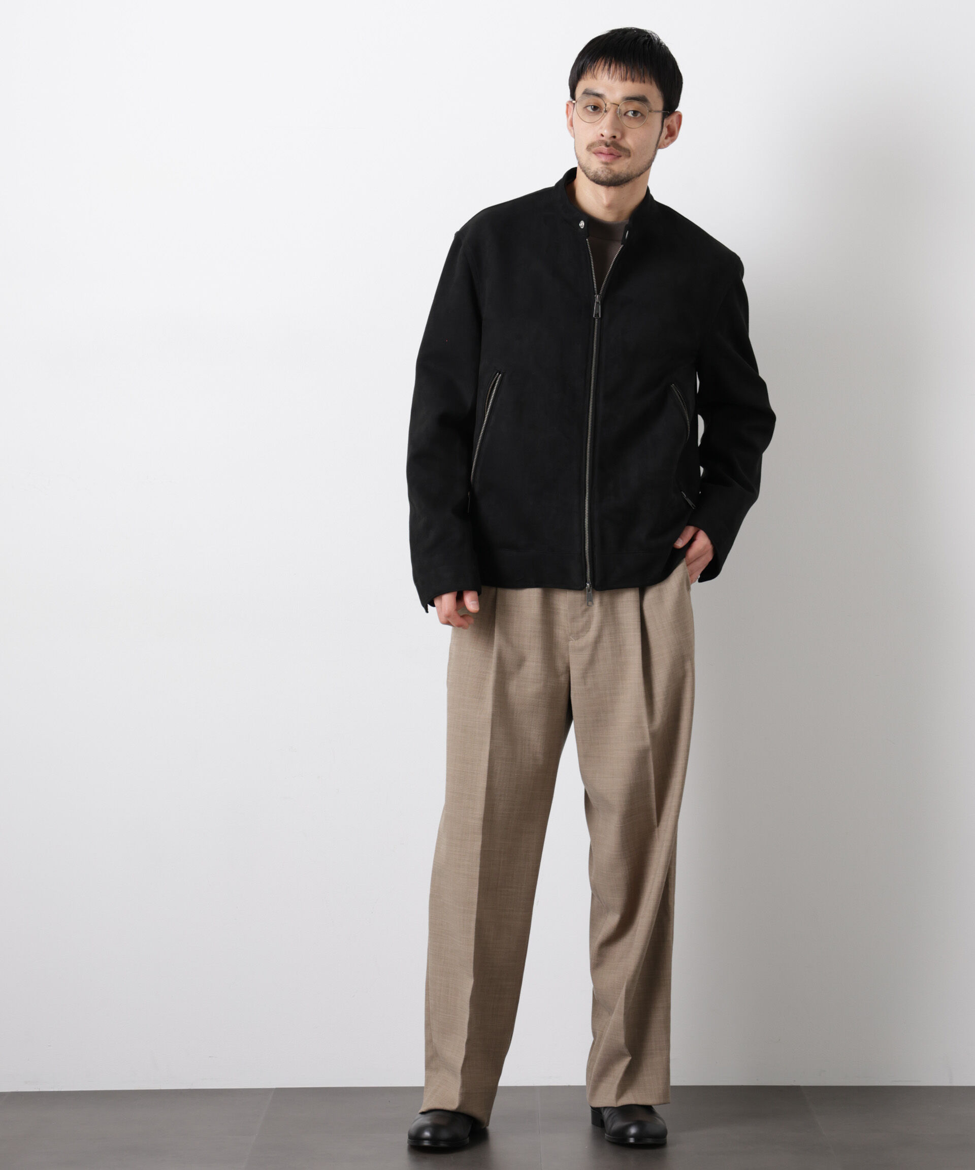 nano･universe「「大人のワイドパンツ」スラブシャークスキンイージースラックス」|チノ|