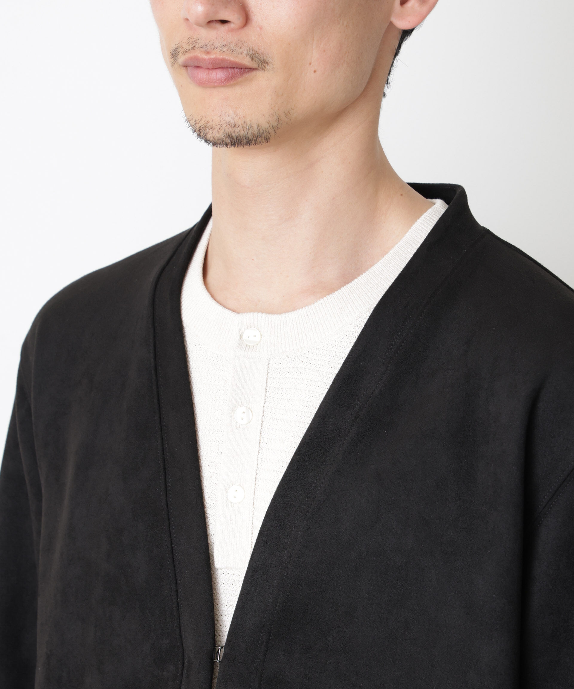 nano･universe「「モダンコンフォート」フェイクスエードトッパーカーディガン」|Tシャツ・カットソー|