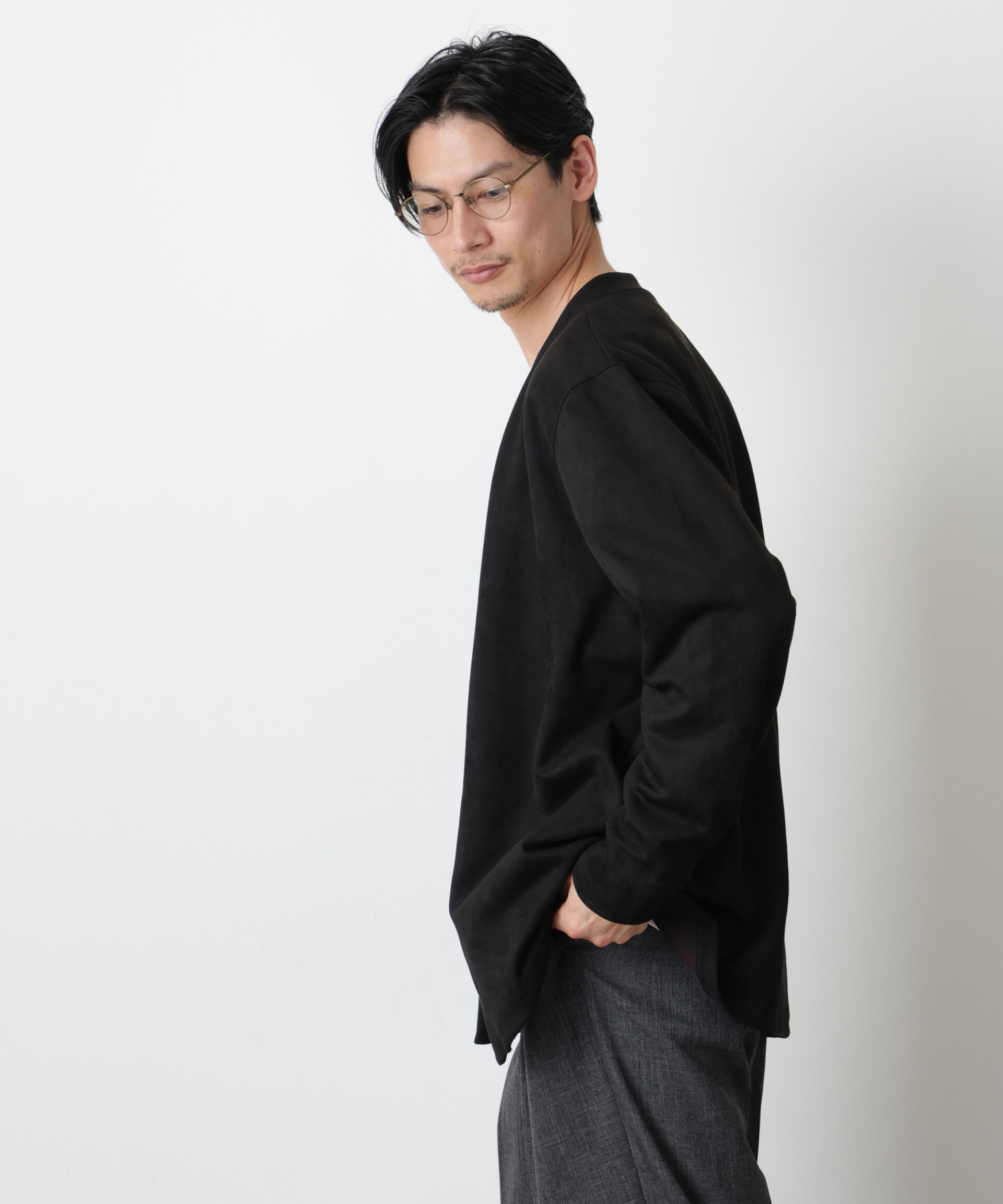 nano･universe「「モダンコンフォート」フェイクスエードトッパーカーディガン」|Tシャツ・カットソー|