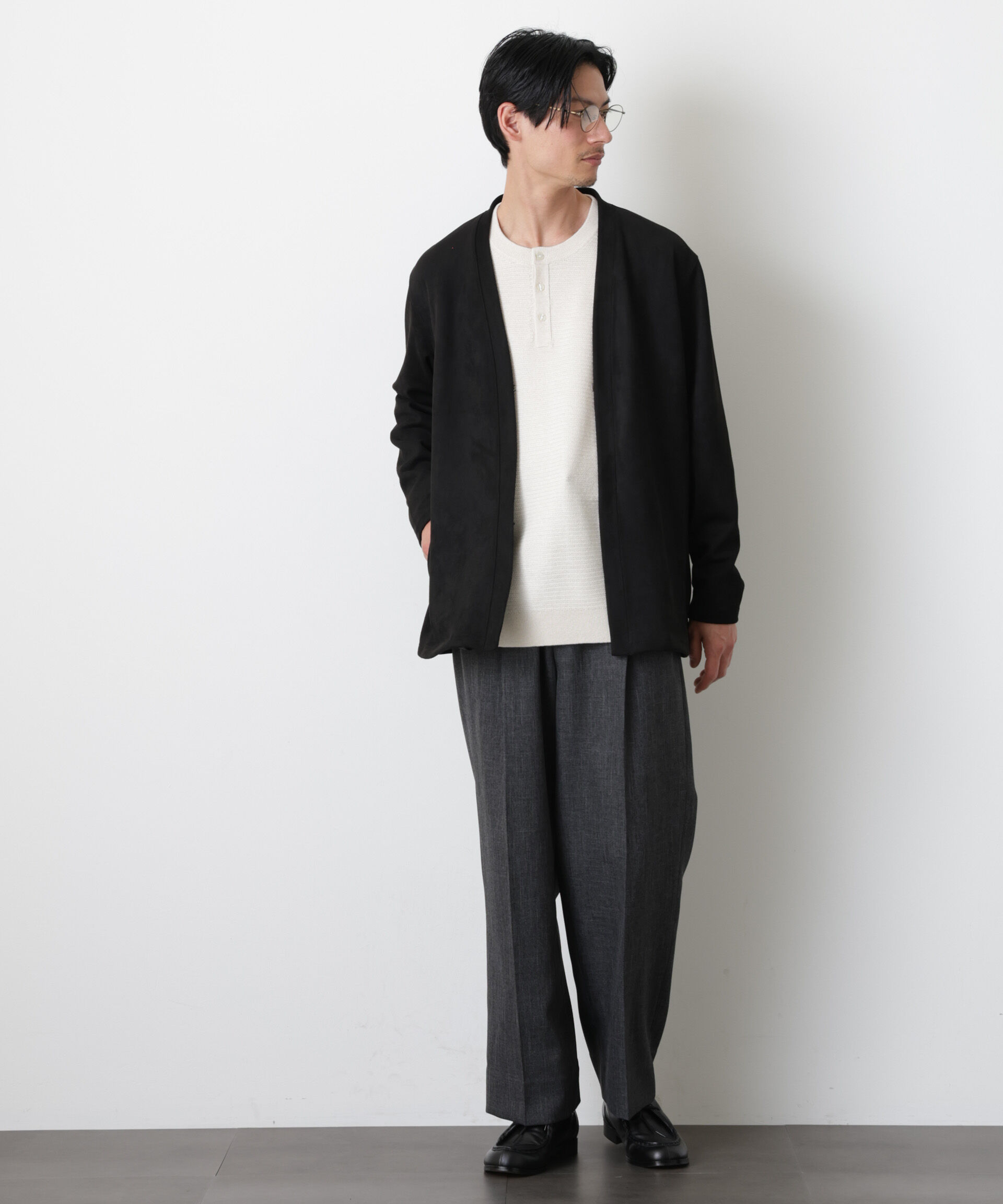 nano･universe「「モダンコンフォート」フェイクスエードトッパーカーディガン」|Tシャツ・カットソー|