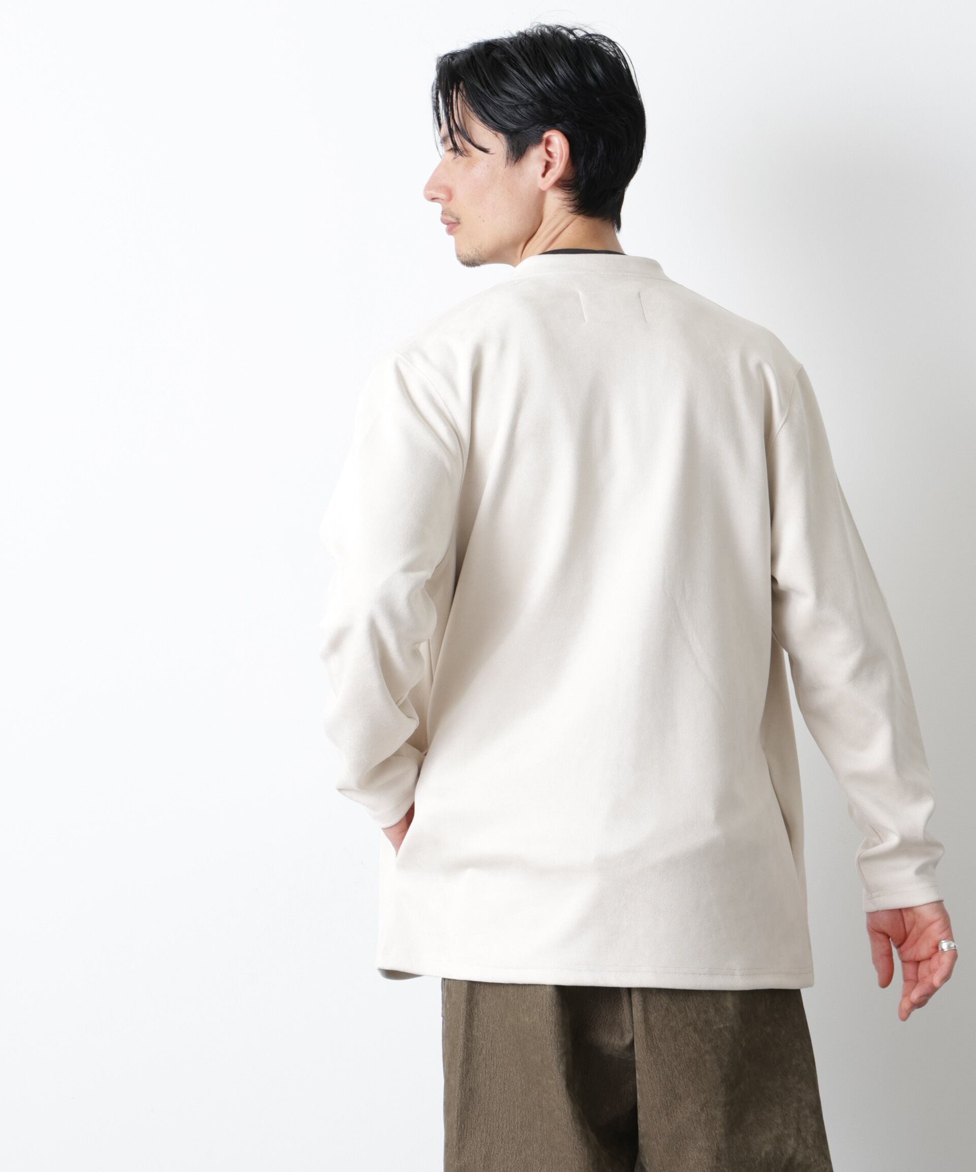 nano･universe「「モダンコンフォート」フェイクスエードトッパーカーディガン」|Tシャツ・カットソー|