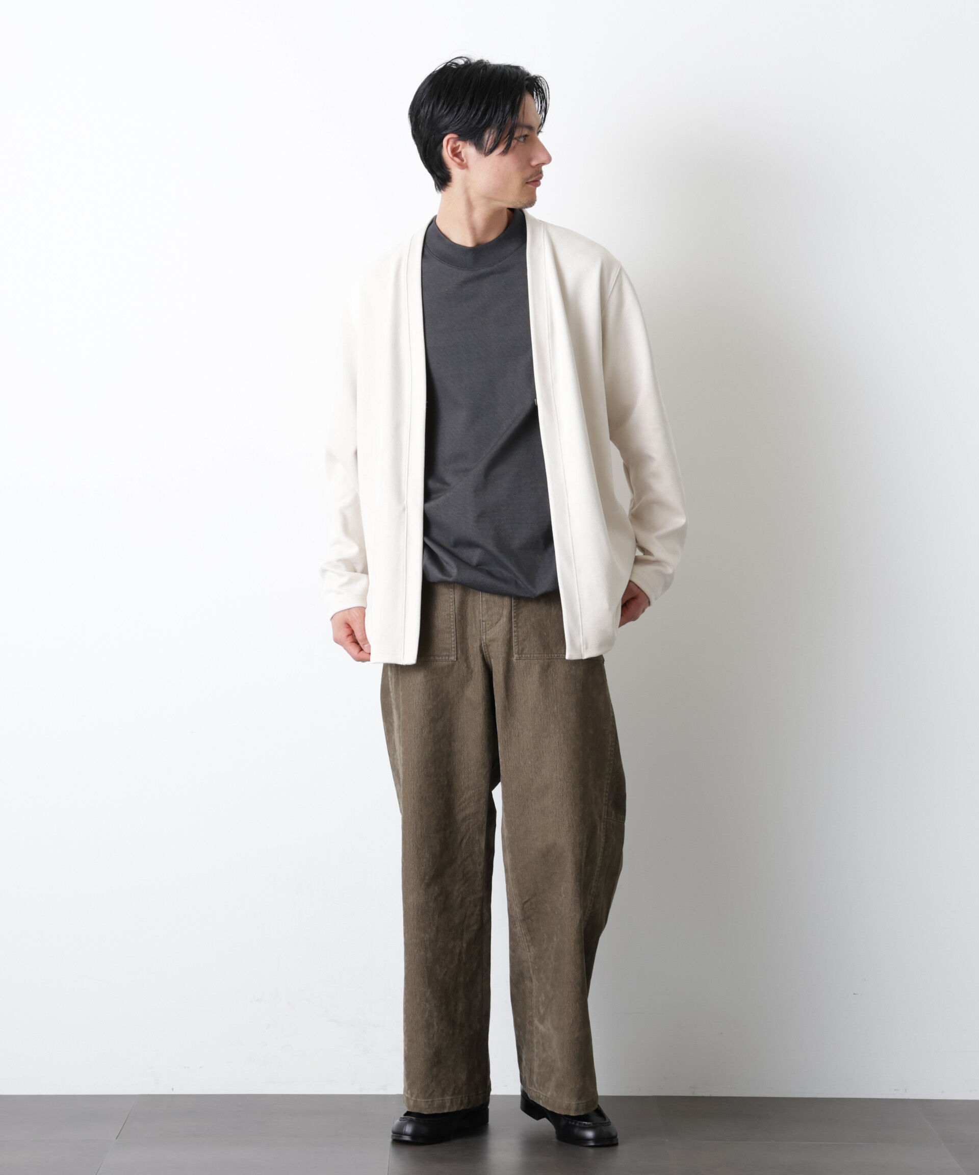 nano･universe「「モダンコンフォート」フェイクスエードトッパーカーディガン」|Tシャツ・カットソー|