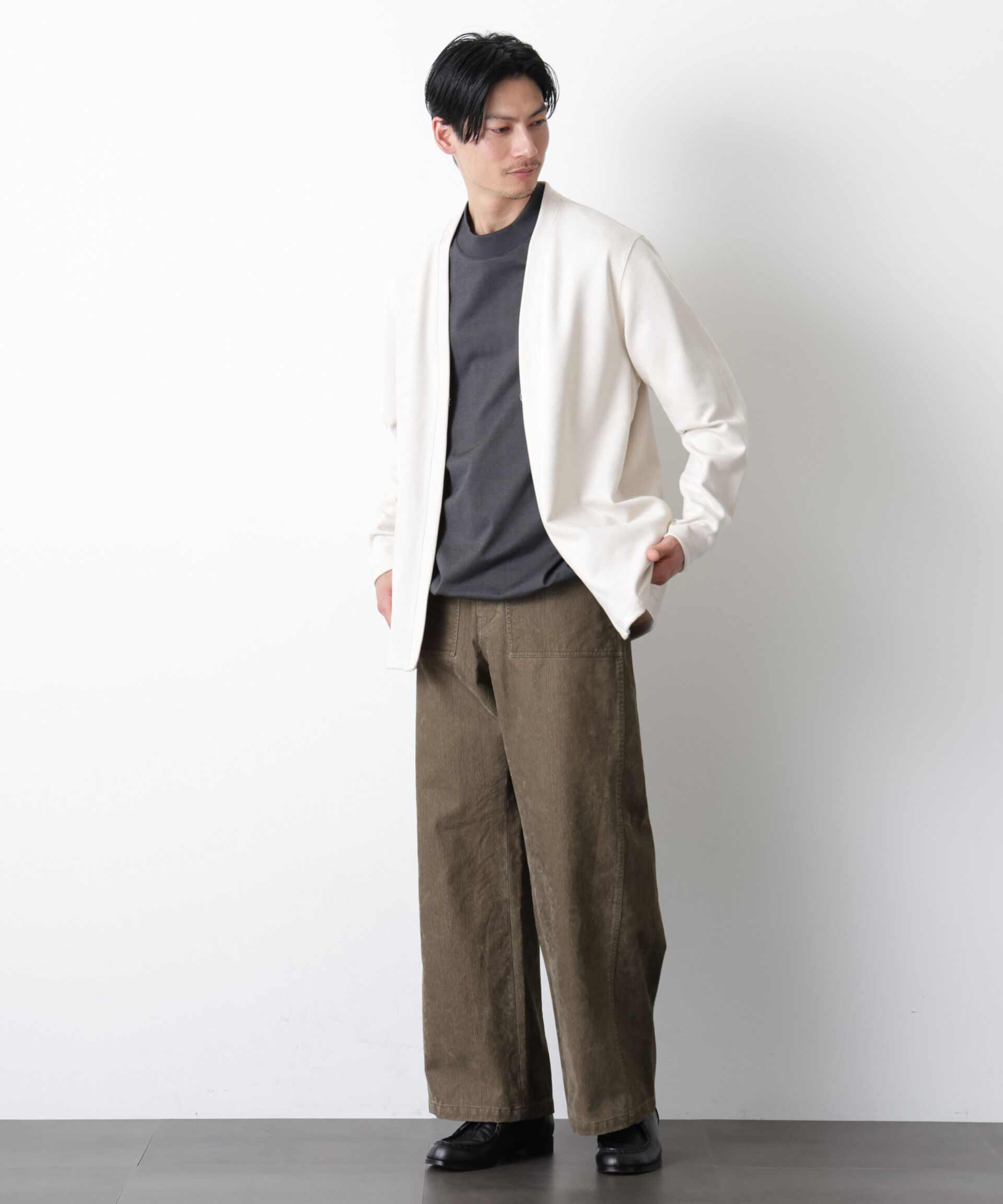 nano･universe「「モダンコンフォート」フェイクスエードトッパーカーディガン」|Tシャツ・カットソー|