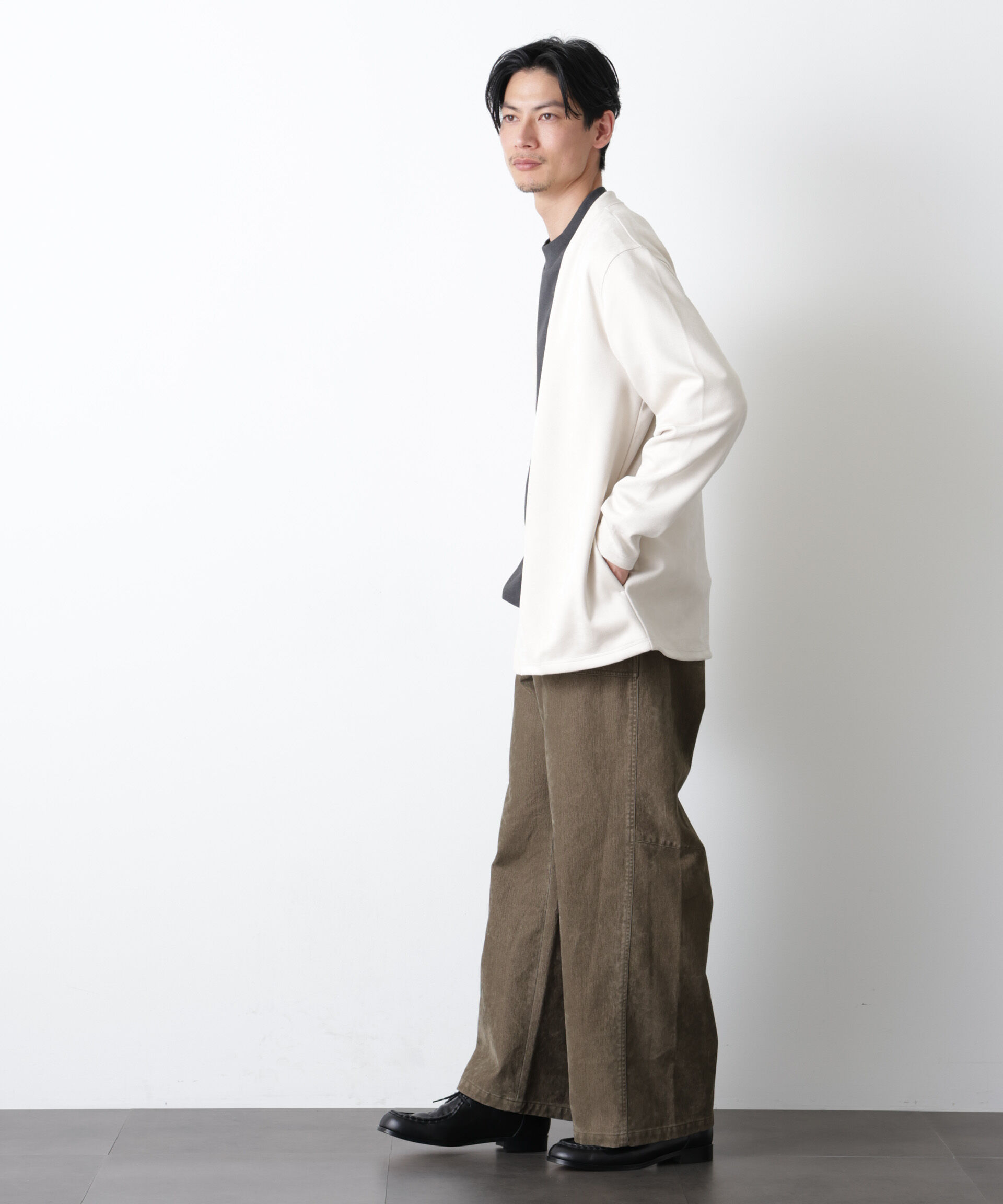 nano･universe「「モダンコンフォート」フェイクスエードトッパーカーディガン」|Tシャツ・カットソー|