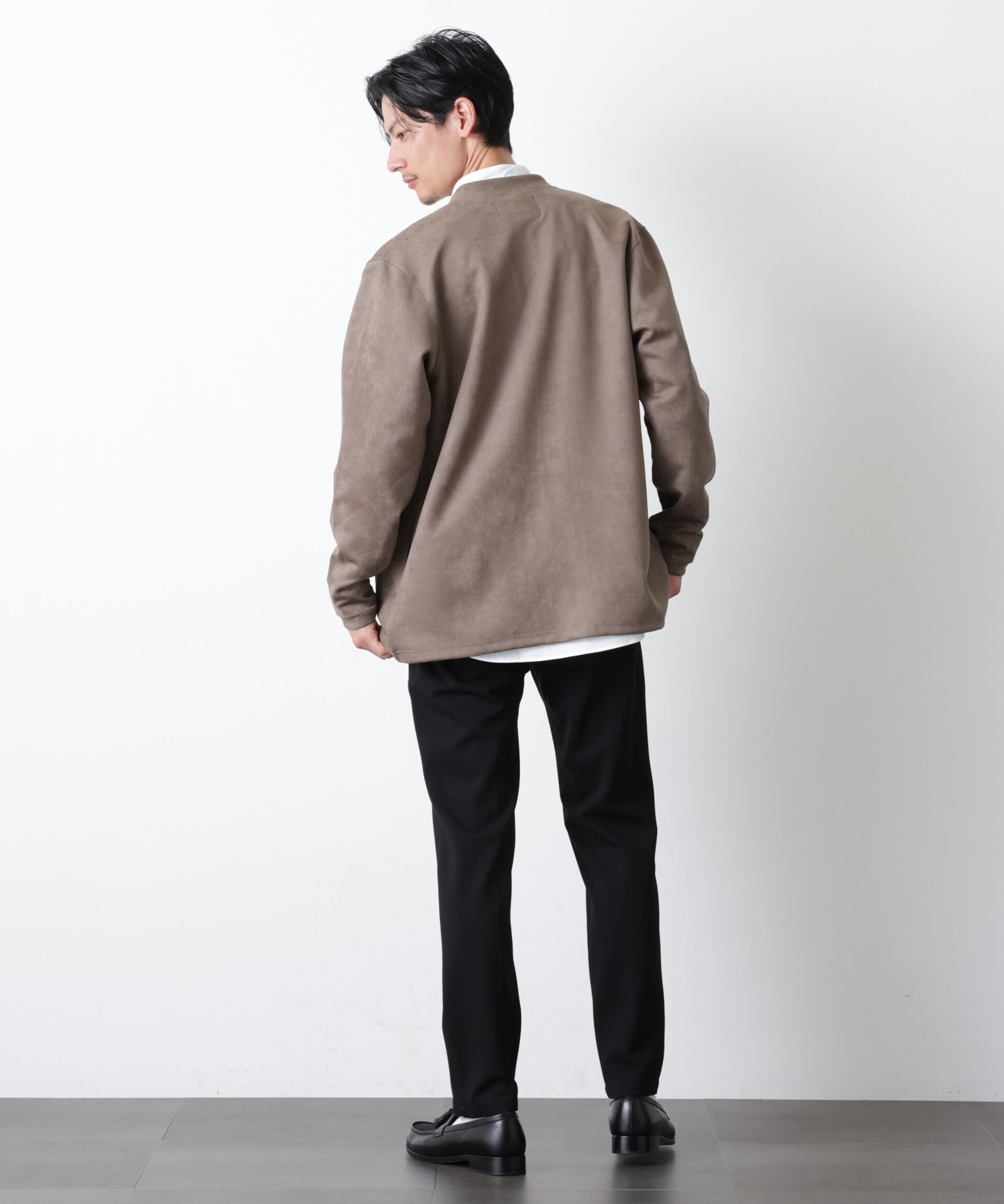 nano･universe「「モダンコンフォート」フェイクスエードトッパーカーディガン」|Tシャツ・カットソー|