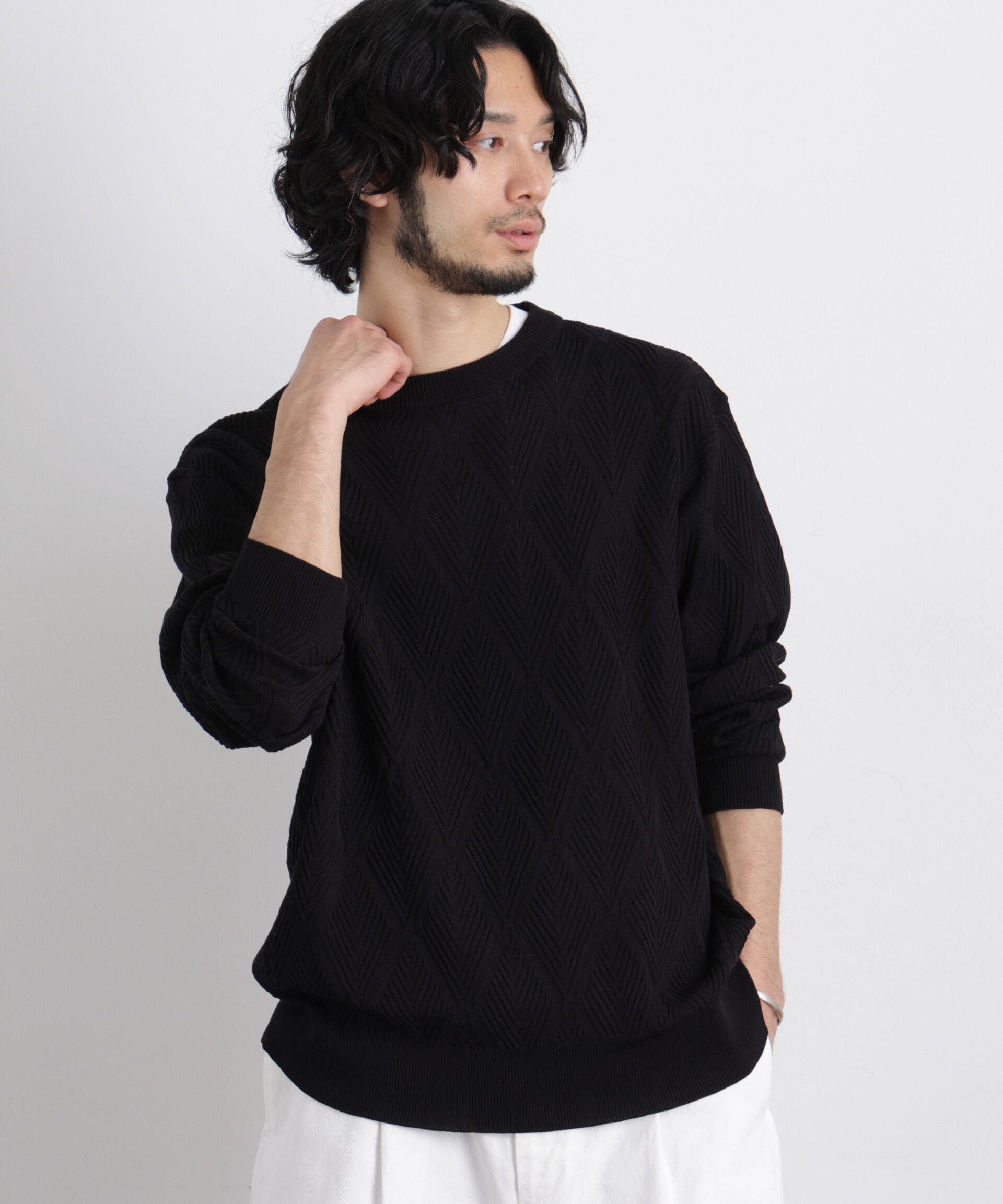 nano･universe「ハイツイストテクスチャーニット」|ニット・セーター|