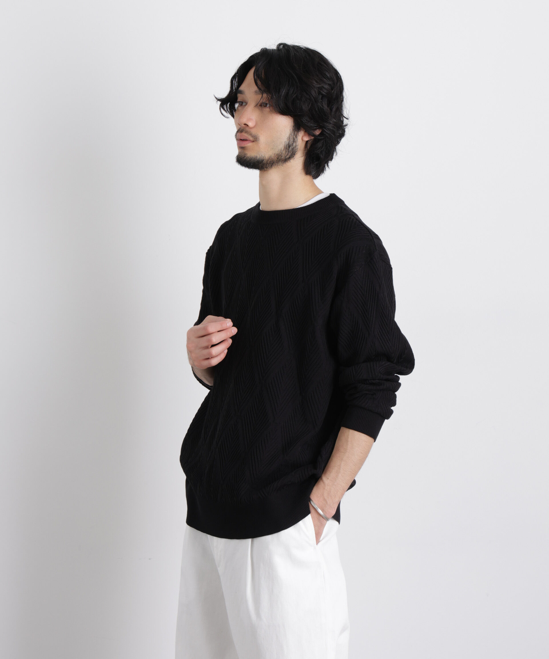 nano･universe「ハイツイストテクスチャーニット」|ニット・セーター|