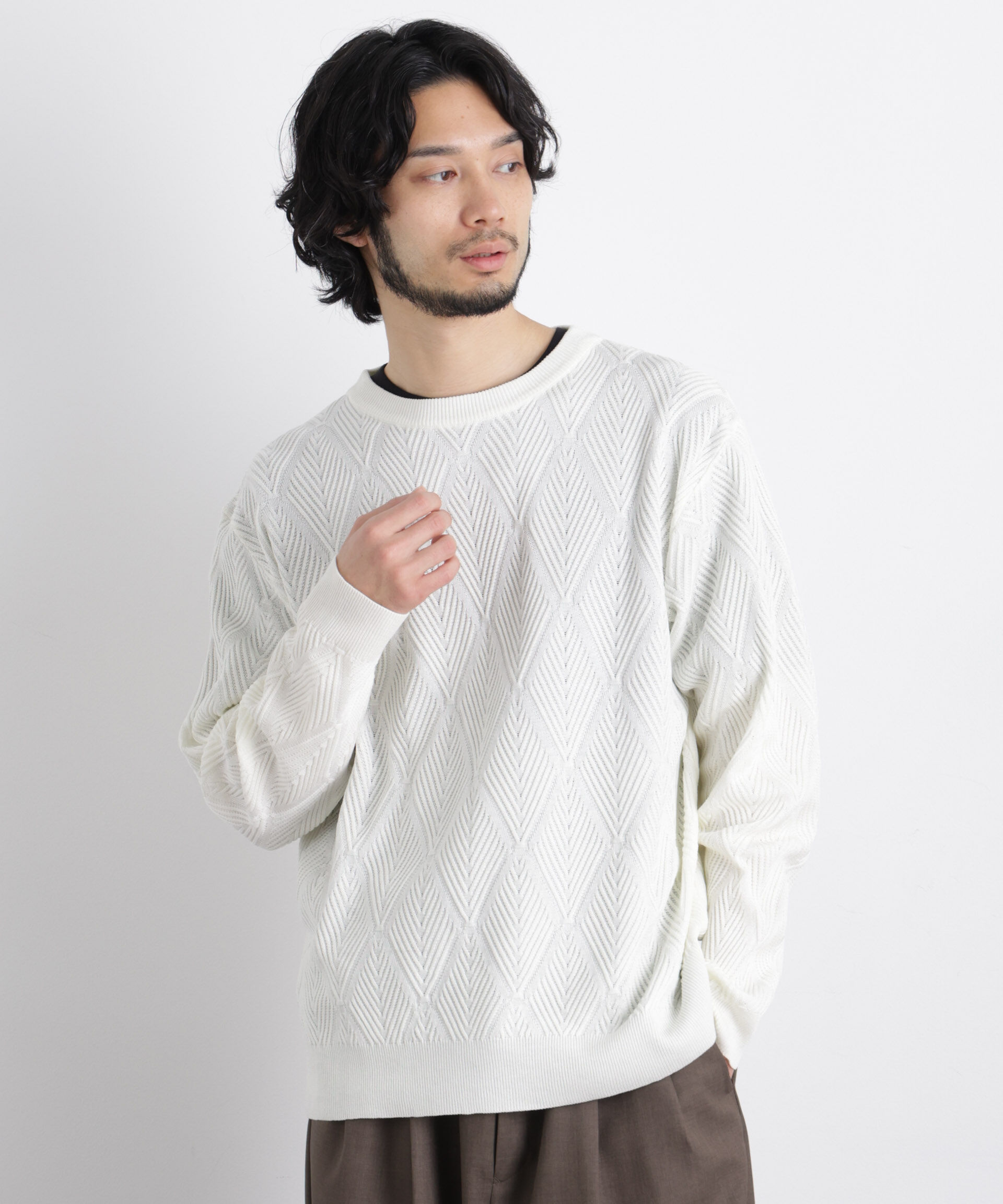 nano･universe「ハイツイストテクスチャーニット」|ニット・セーター|