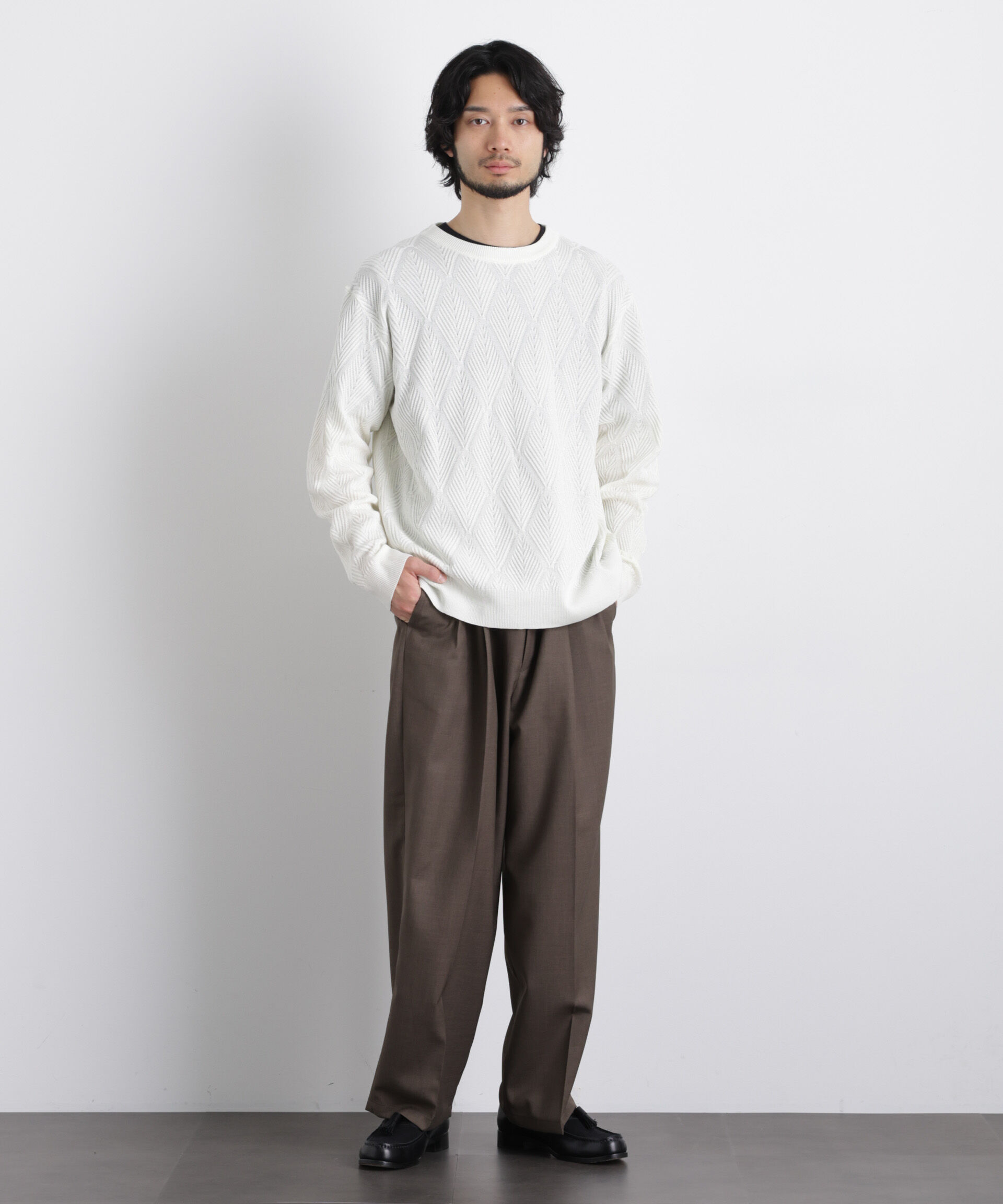 nano･universe「ハイツイストテクスチャーニット」|ニット・セーター|