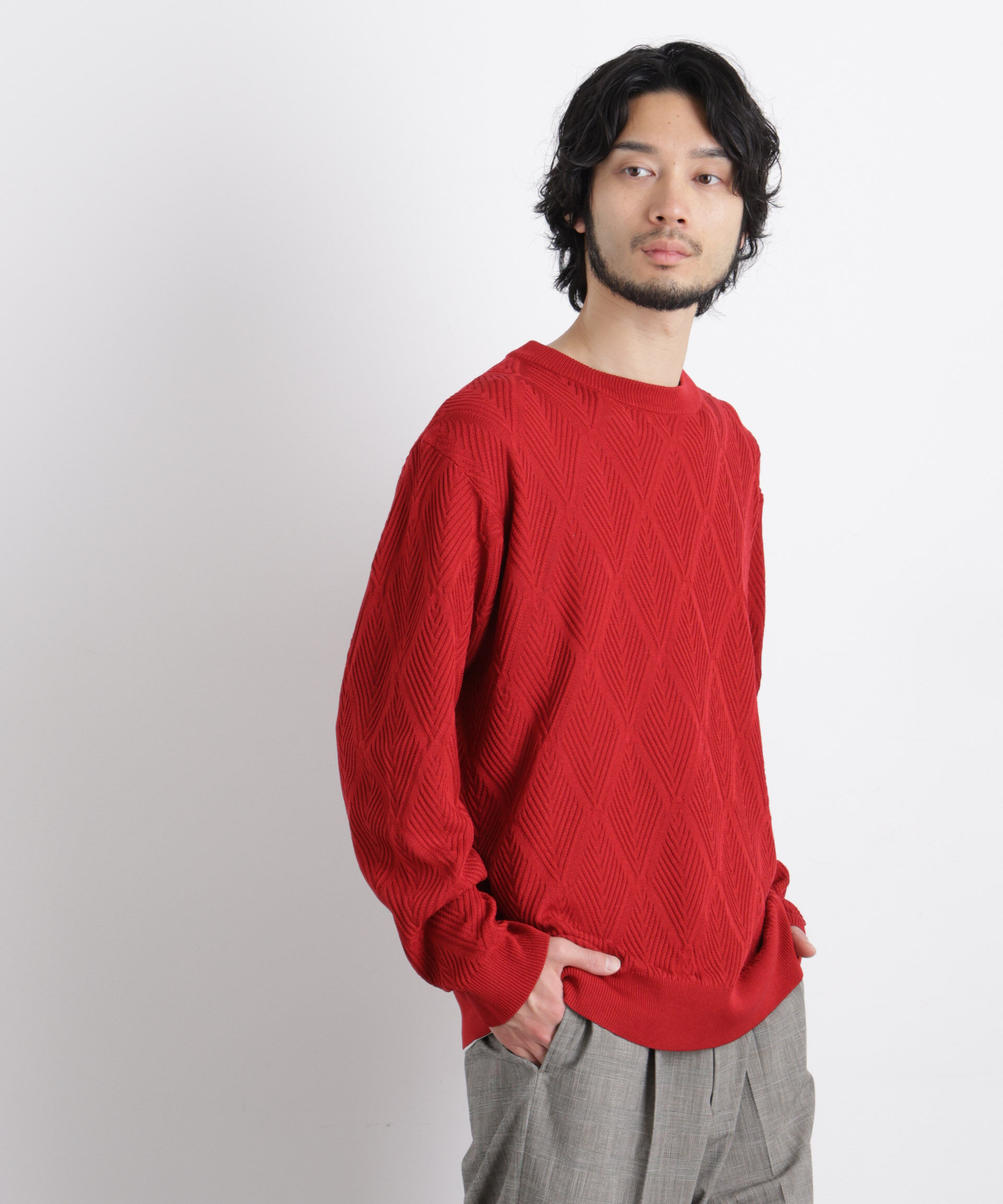 nano･universe「ハイツイストテクスチャーニット」|ニット・セーター|