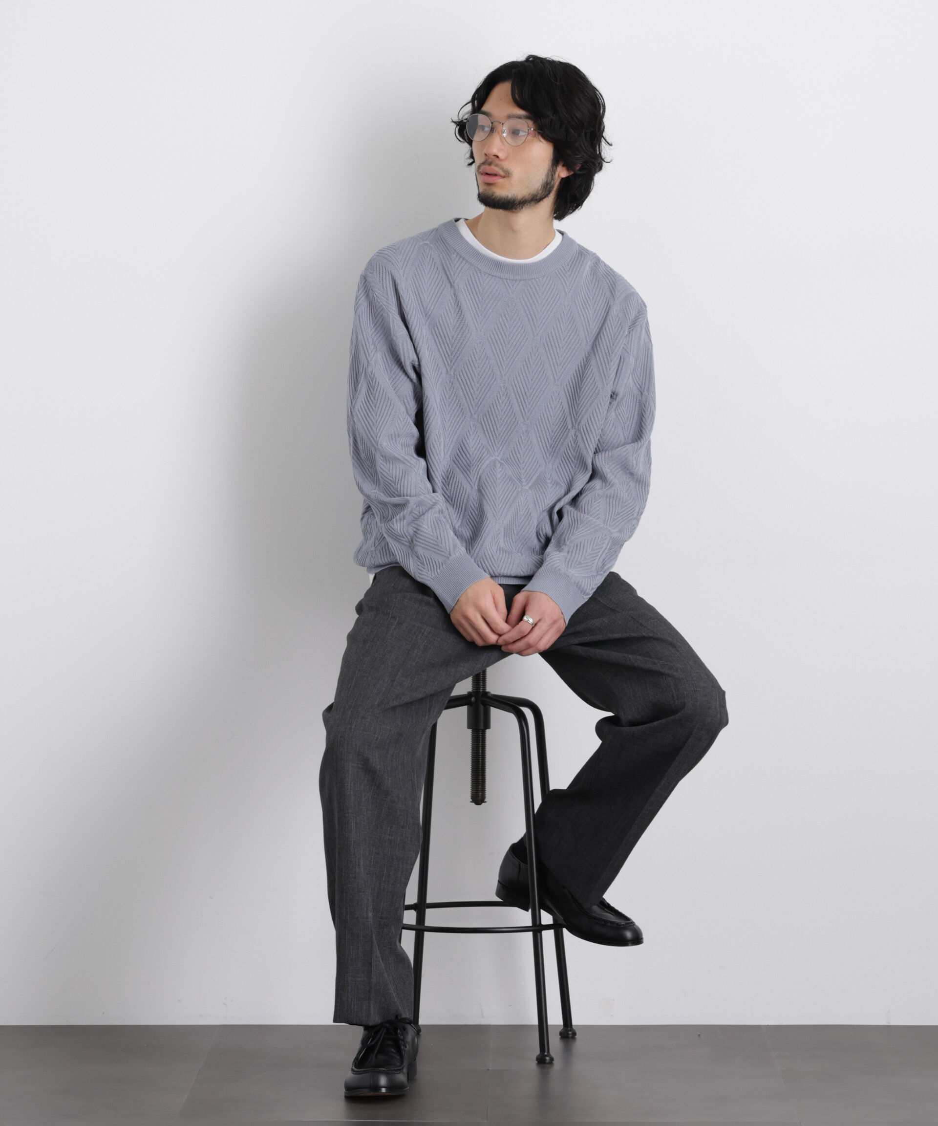 nano･universe「ハイツイストテクスチャーニット」|ニット・セーター|