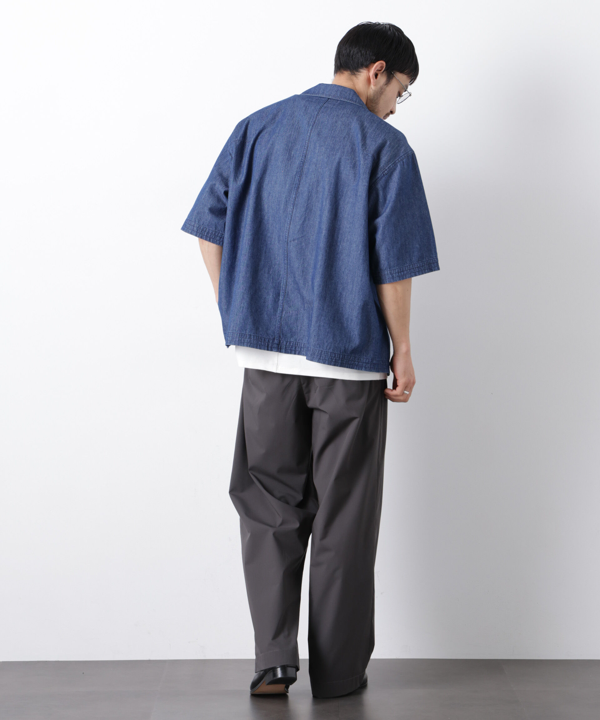 nano･universe「「OtoNANO」 デニムシャツ 半袖」|シャツ・ブラウス|