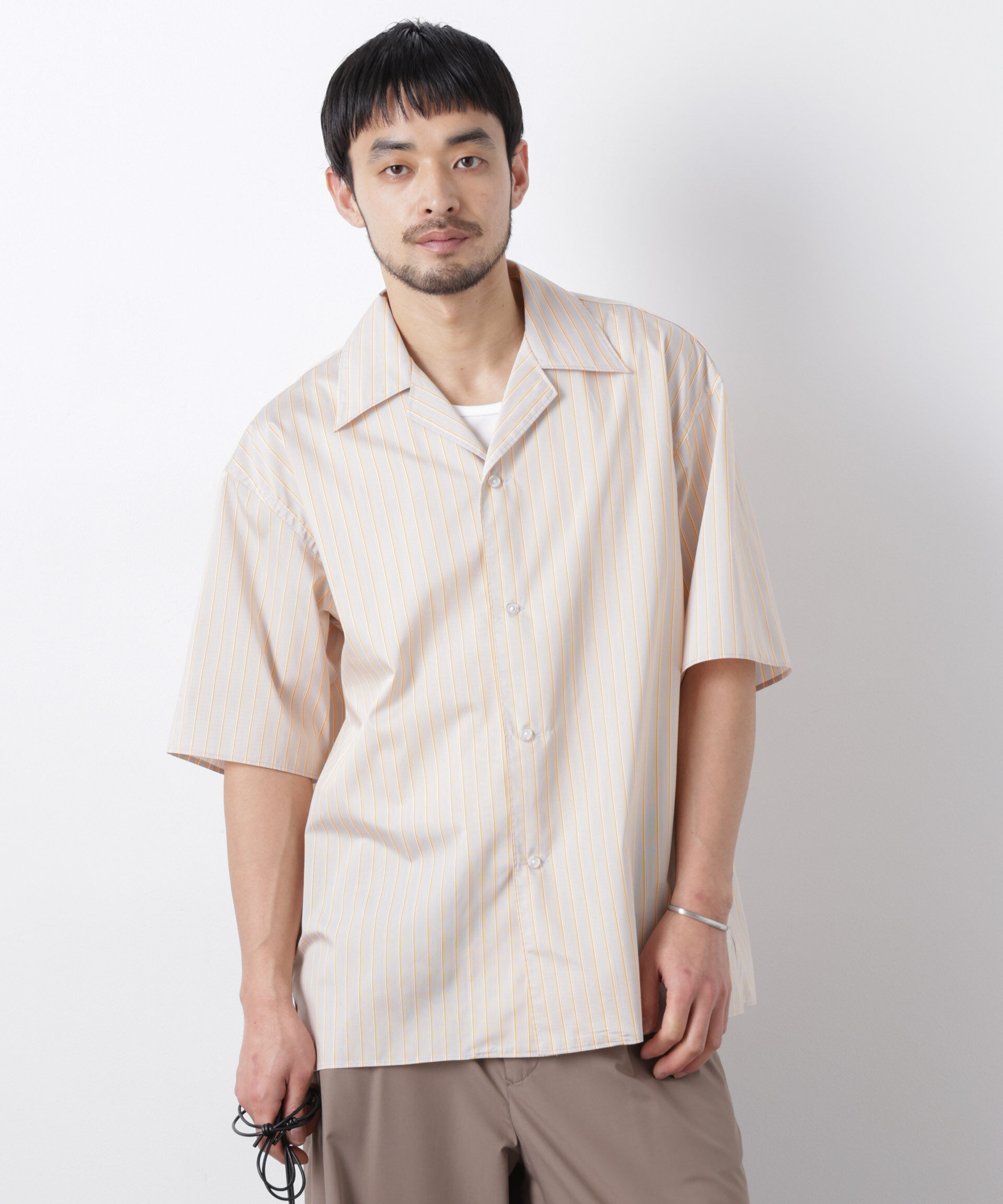 nano･universe「「OtoNANO」オープンカラーストライプ半袖シャツ」|シャツ・ブラウス|