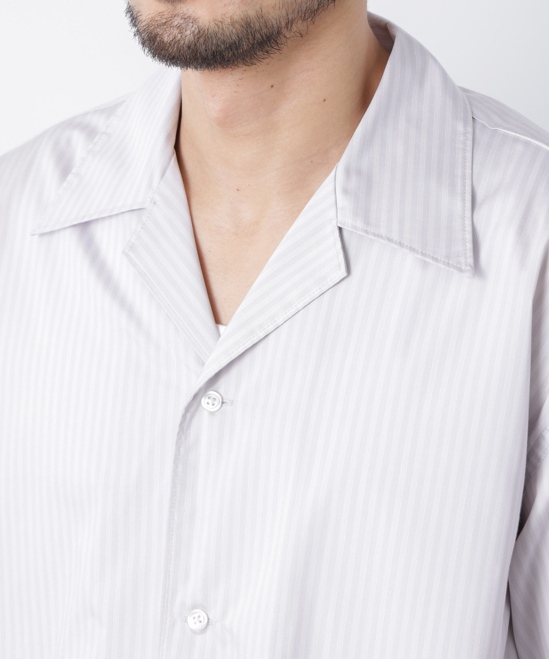 nano･universe「「OtoNANO」オープンカラーストライプ半袖シャツ」|シャツ・ブラウス|