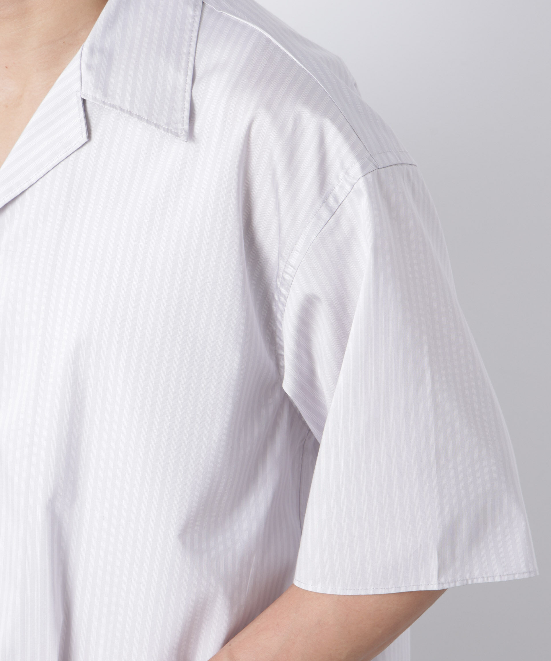 nano･universe「「OtoNANO」オープンカラーストライプ半袖シャツ」|シャツ・ブラウス|