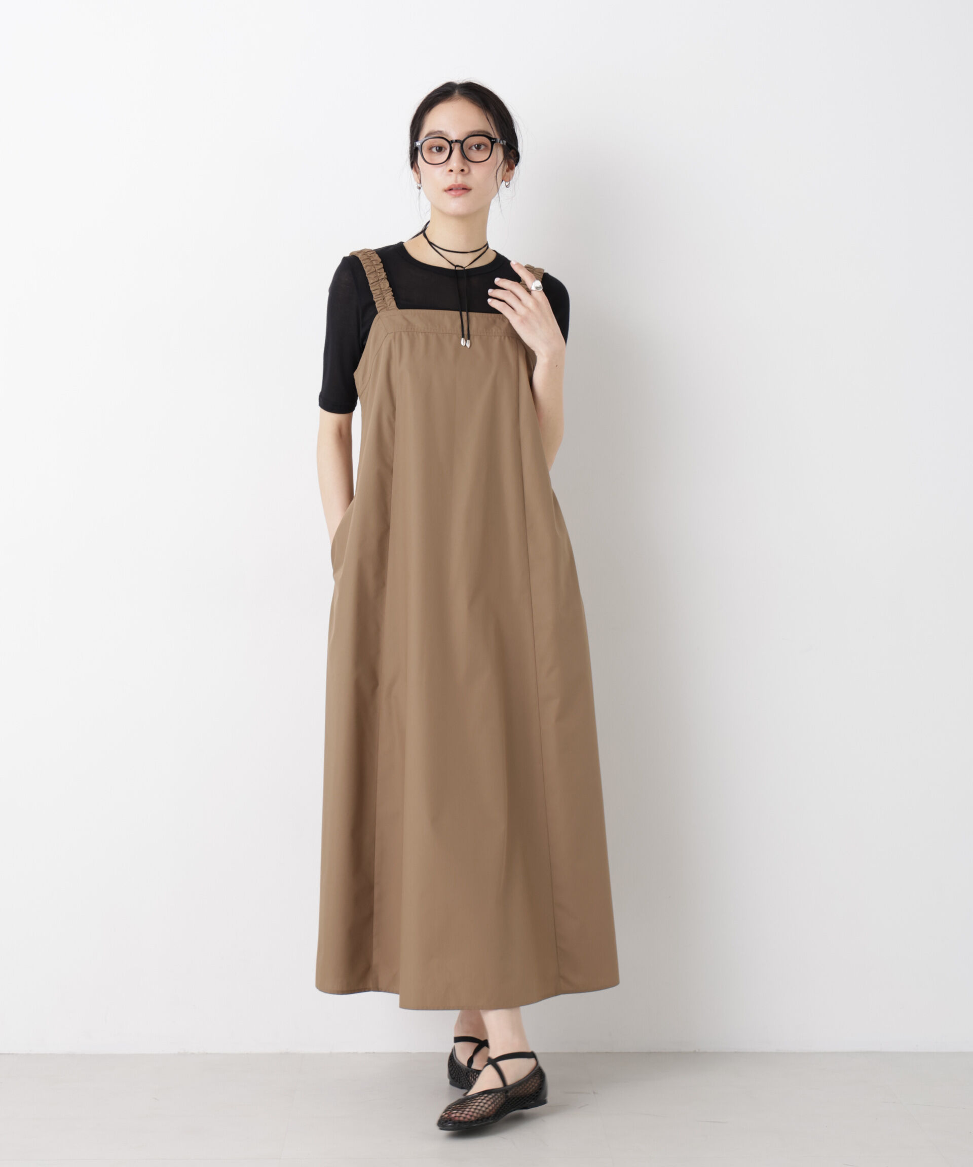 nano･universe「ギャザーストラップコットンフレアワンピース」|ワンピース|