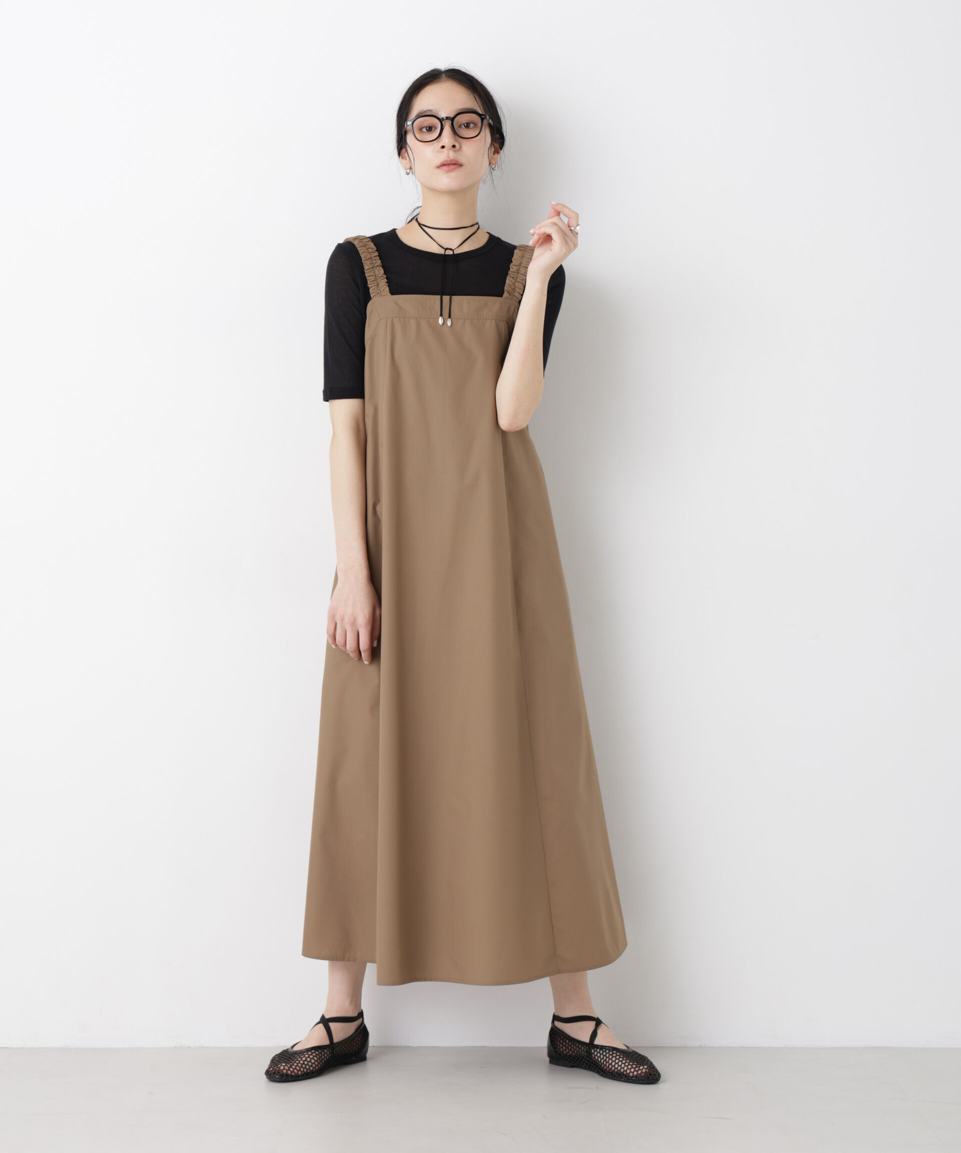 nano･universe「ギャザーストラップコットンフレアワンピース」|ワンピース|