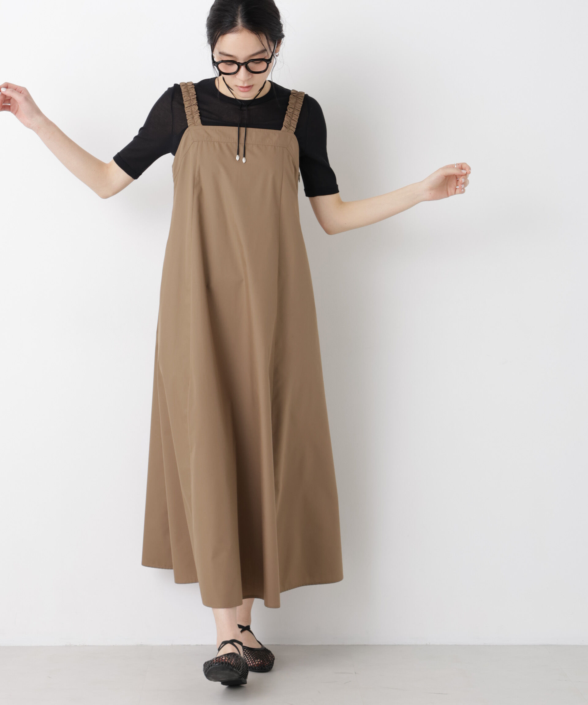 nano･universe「ギャザーストラップコットンフレアワンピース」|ワンピース|