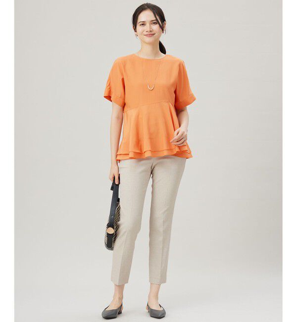 自由区「【洗える】ソフトリネンペプラム ブラウス」|シャツ・ブラウス|