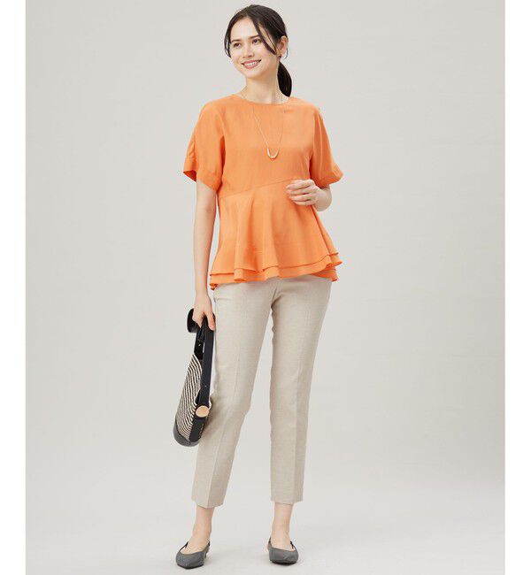 自由区「【洗える】ソフトリネンペプラム ブラウス」|シャツ・ブラウス|