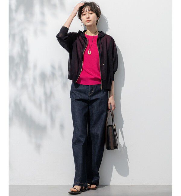 23区「【洗える】シャイニーシアー ニット パーカー」|パーカー|