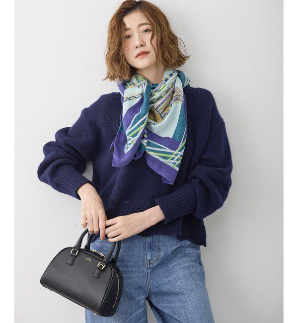 23区「【滝沢眞規子さん着用/洗える】レーシーヘムデザイン パフスリーブ ニット」|ニット・セーター|