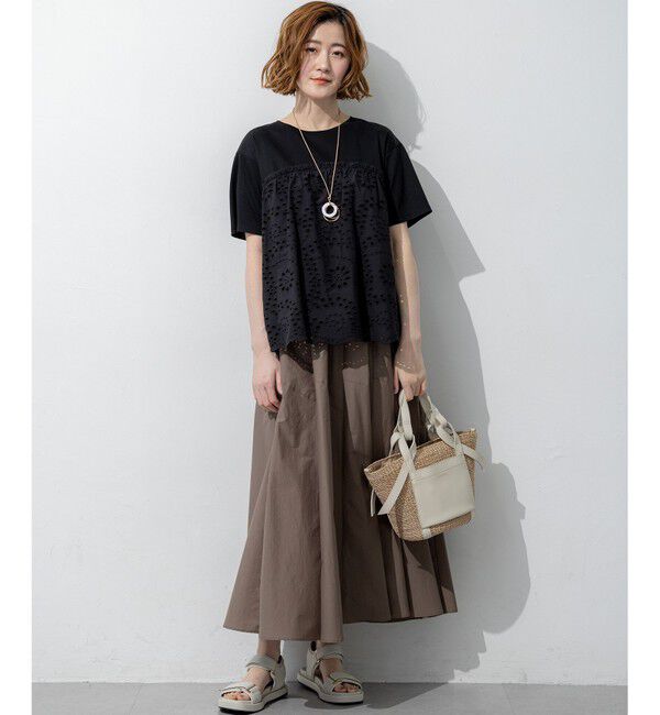 23区「【一部予約】カットワークエンブロイダリー スカラップヘム トップス」|Tシャツ・カットソー|