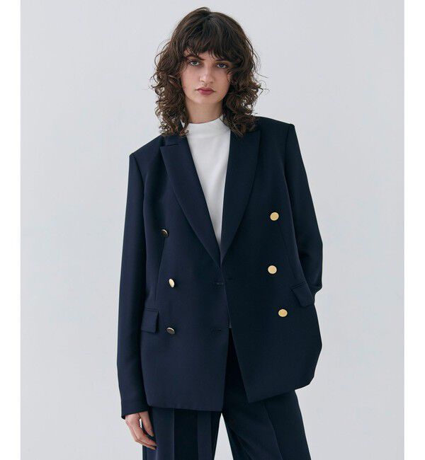 BEIGE,「【洗える・大人百花 春号掲載】JASMINE / ゴールドボタンダブルジャケット」|テーラードジャケット|Navy