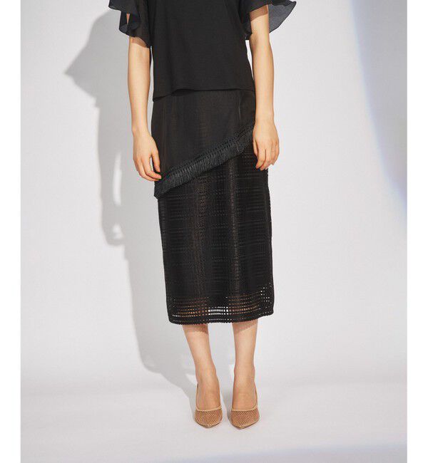 Diagram「メッシュフリンジスカート」|スカート|ブラック