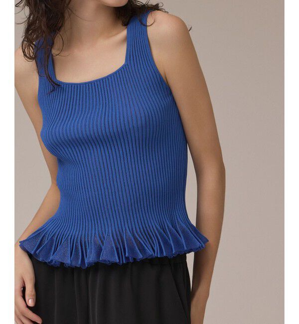 GRACE CONTINENTAL「シアーフリルニットトップ」|その他|ブルー