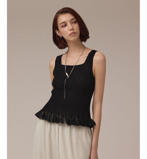 GRACE CONTINENTAL「シアーフリルニットトップ」|その他|ブラック