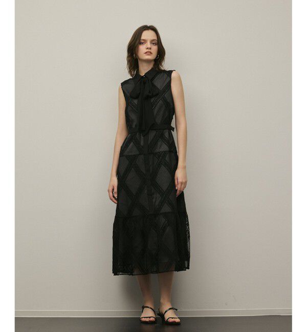 GRACE CONTINENTAL「チュールレースワンピース」|ドレス|ブラック