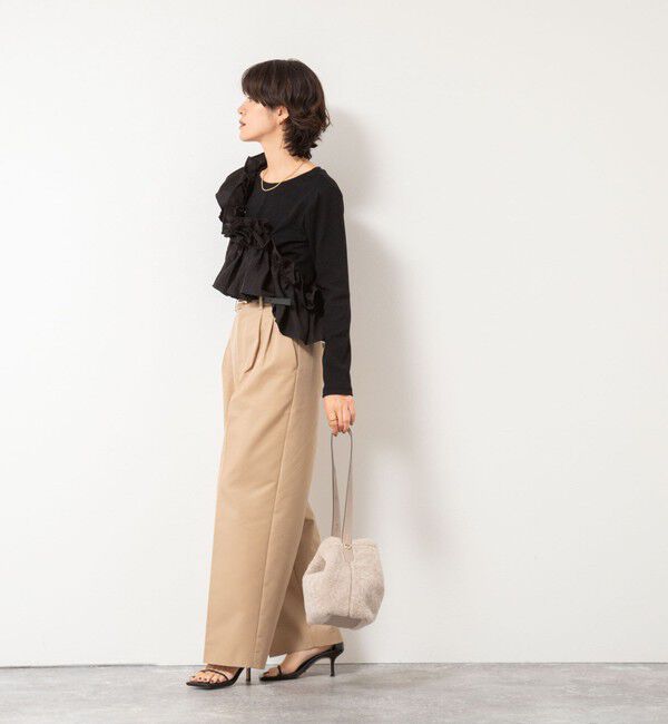 Rie Miller「3WAYリブフリルロンT」|Tシャツ・カットソー|