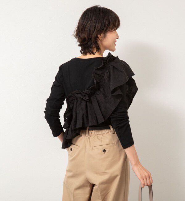 Rie Miller「3WAYリブフリルロンT」|Tシャツ・カットソー|