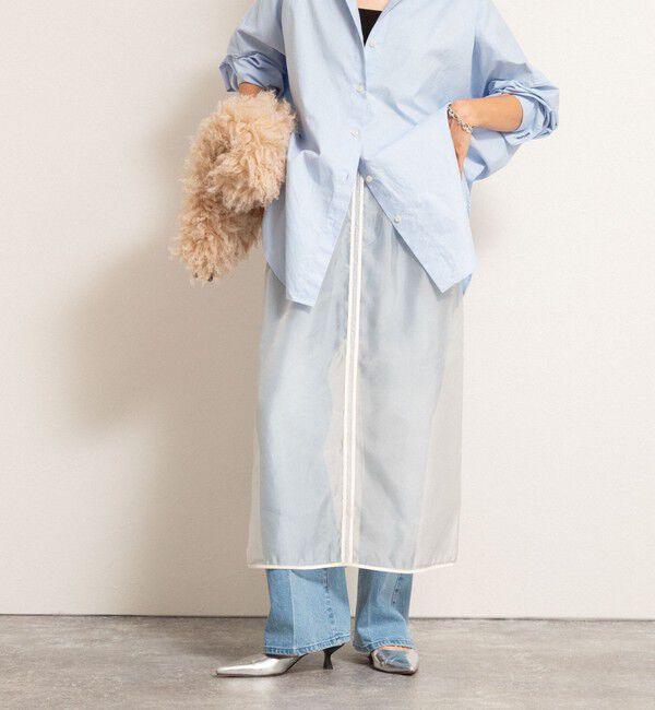 MAQWEL「【MAQWEL/マクウェル】ウォッシャブルオーガンジースカート」|タイト|オフホワイト