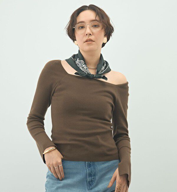 NOLLEY'S sophi「【WEB限定カラーあり】総針スクエアネックプルオーバーニット」|ニット・セーター|オリーブ