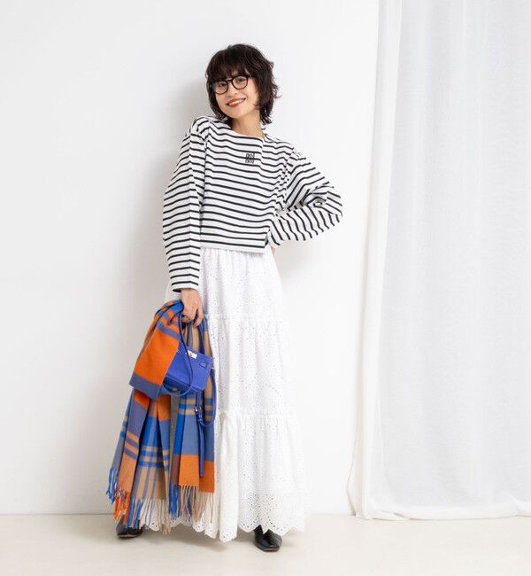 NOLLEY'S「nolnol ウォッシャブルMVSシルケットボーダーショートT」|Tシャツ・カットソー|