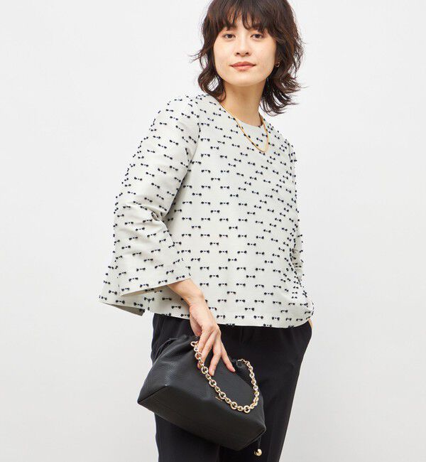 NOLLEY'S「《セットアップ対応》ウォッシャブルリボンジャガード2WAYブラウス」|シャツ・ブラウス|ベージュ系その他