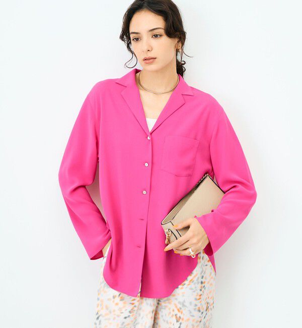 NOLLEY'S sophi「ドレープツイルオープンカラーシャツ」|シャツ・ブラウス|ピンク
