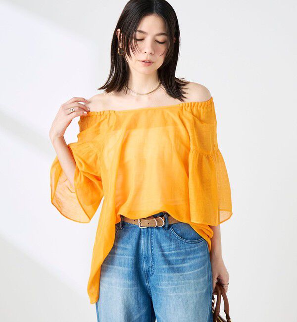 NOLLEY'S「ウォッシャブルシアーリネンカールマイヤー2WAYギャザーブラウス」|シャツ・ブラウス|